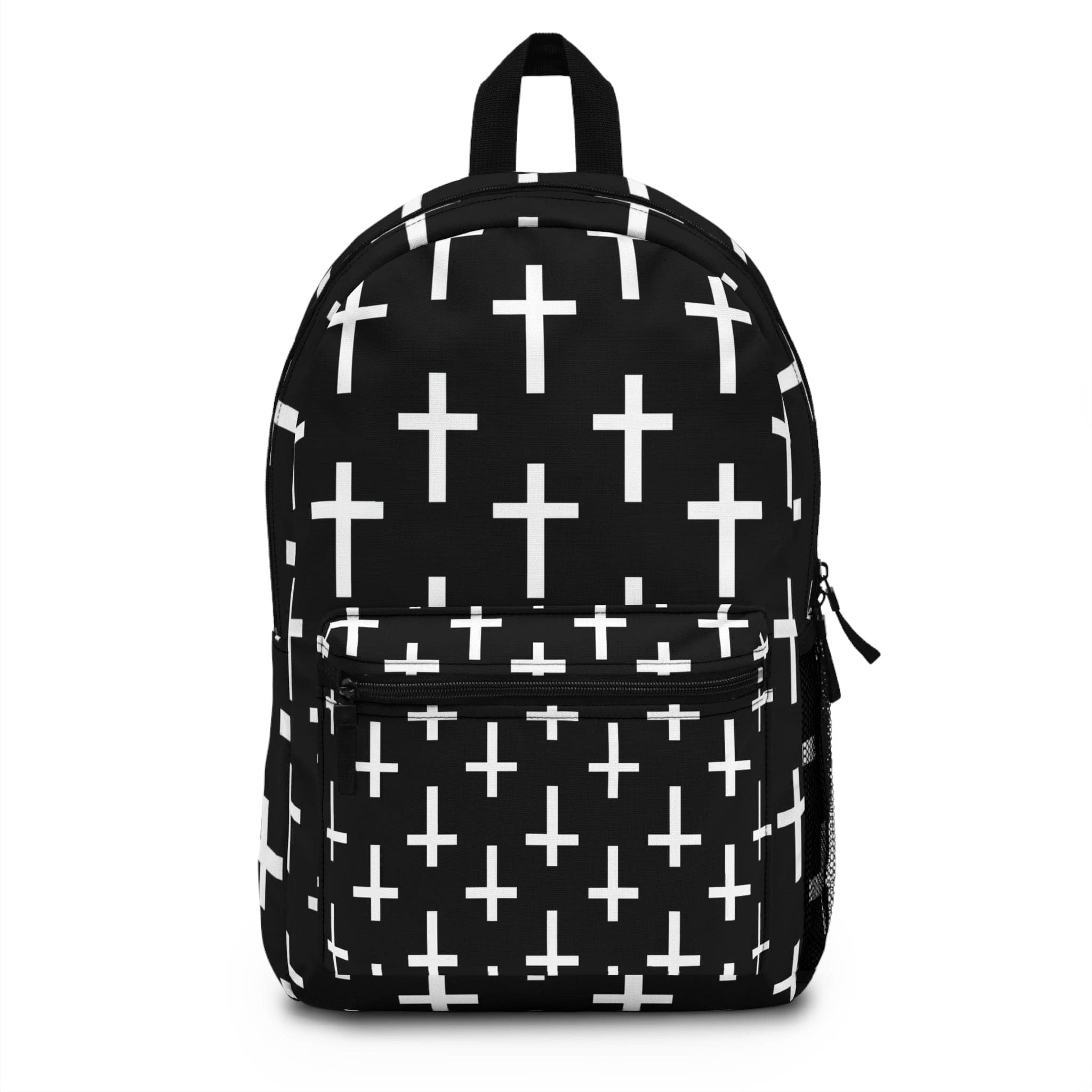 Backpack Work/school/leisure - Waterproof, Black And White Seamless Cross Pattern