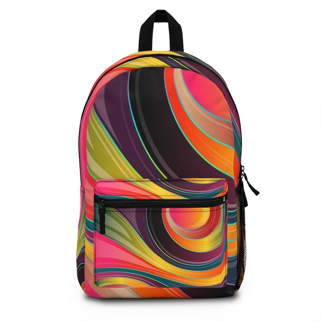 Backpack - Large Water-resistant Bag, Multicolor Swirl