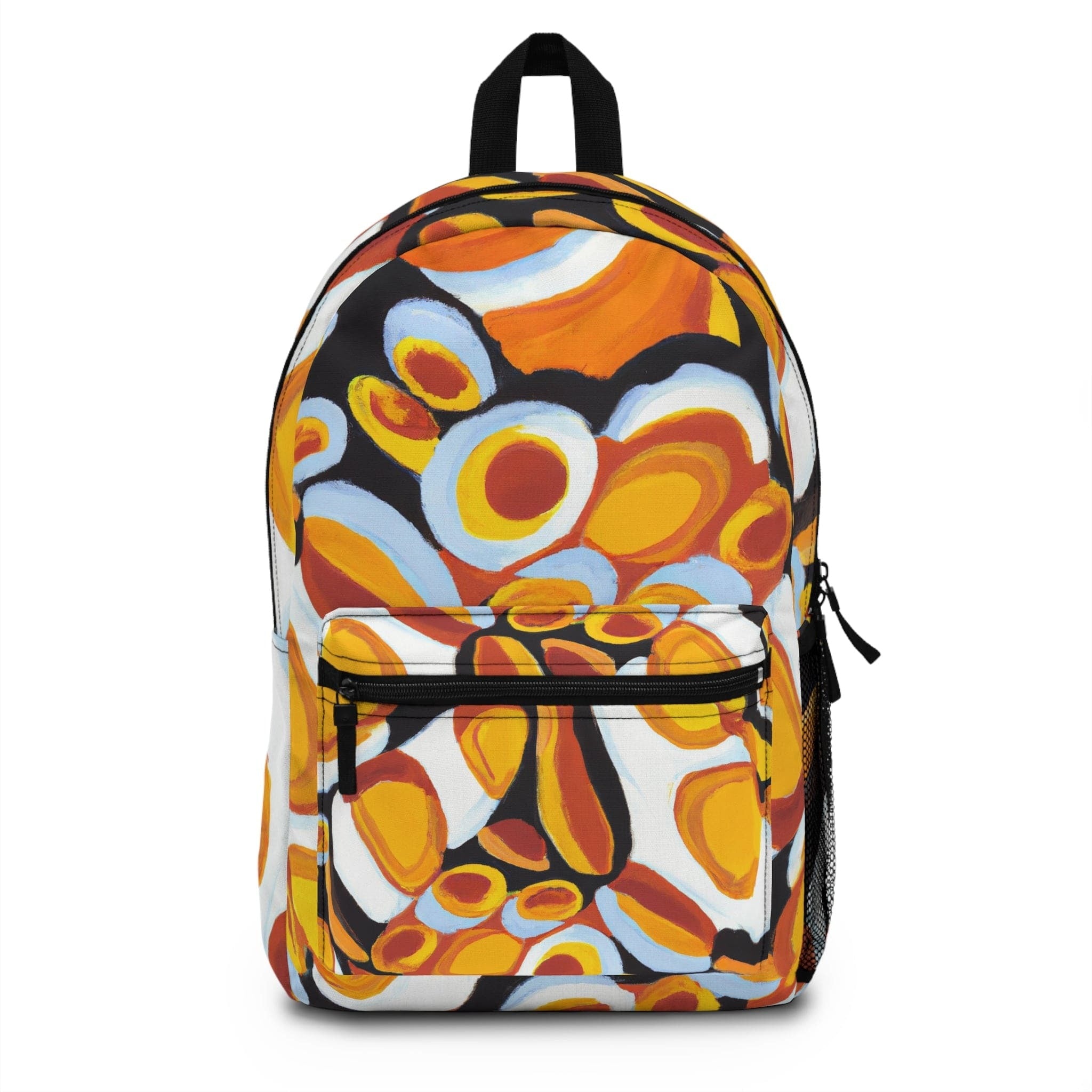 Backpack Work/school/leisure - Waterproof, Orange Black White Geometric Print Pattern