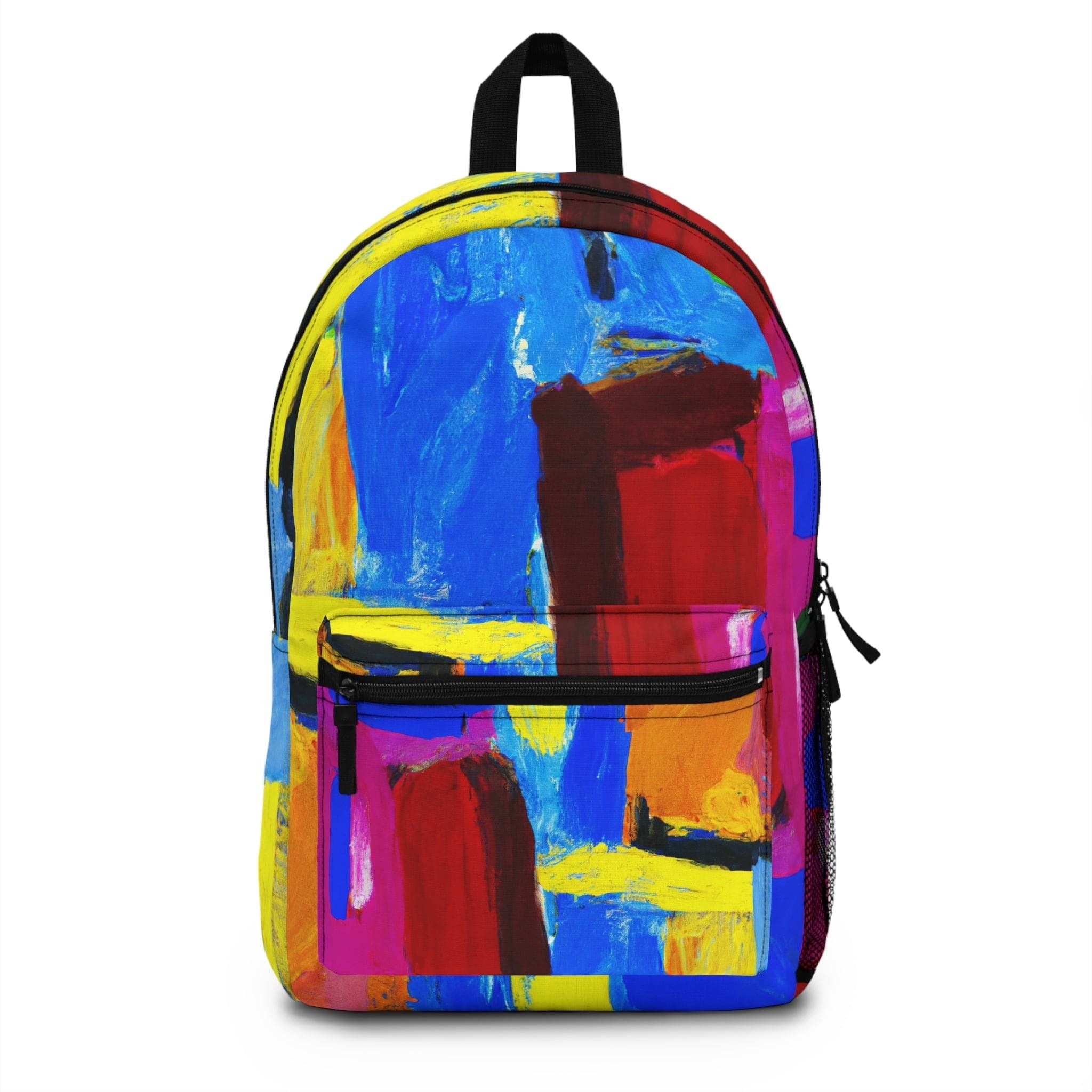 Backpack Work/school/leisure - Waterproof, Blue Red Yellow Multicolor Abstract Pattern