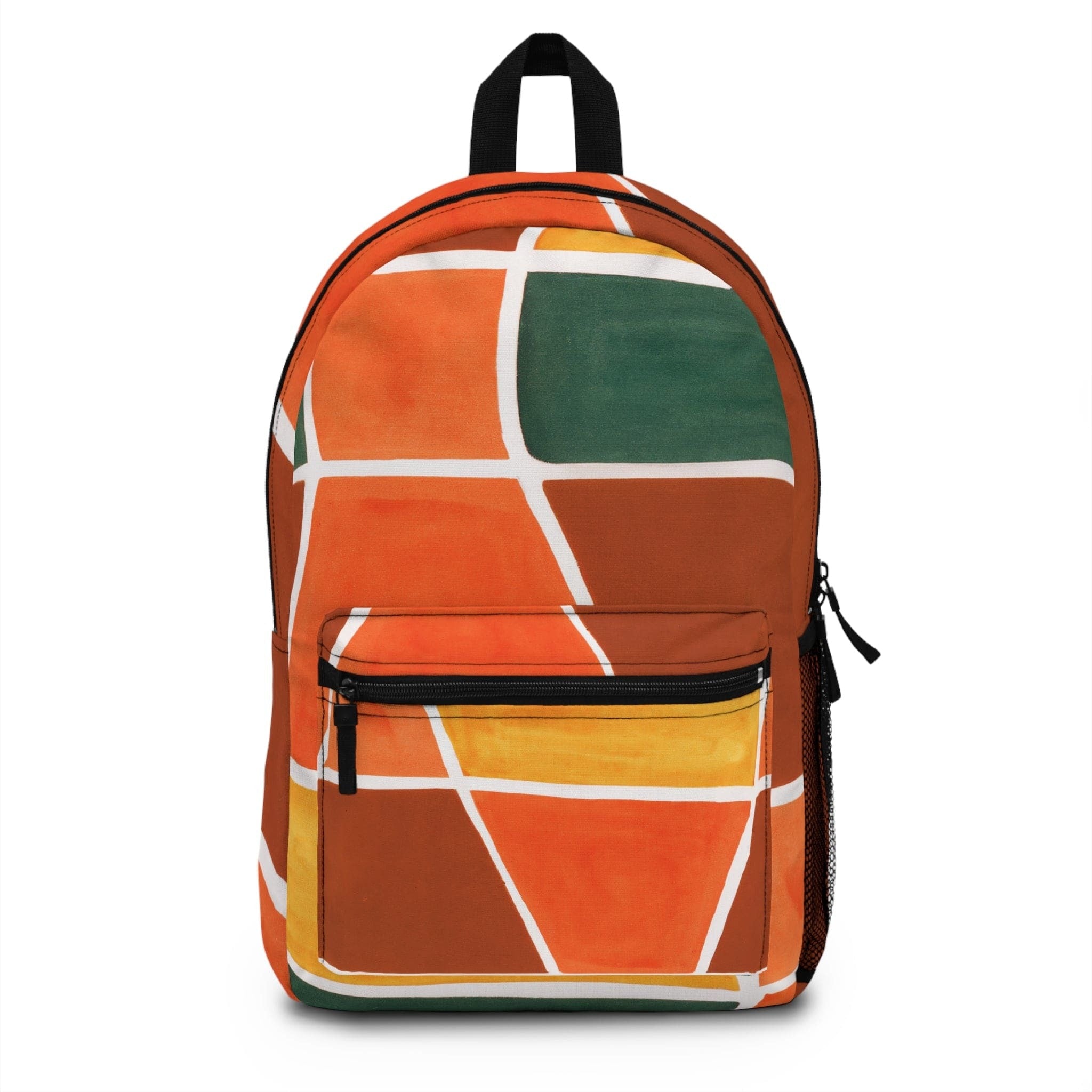 Backpack Work/school/leisure - Waterproof, Orange Green Yellow Boho Pattern