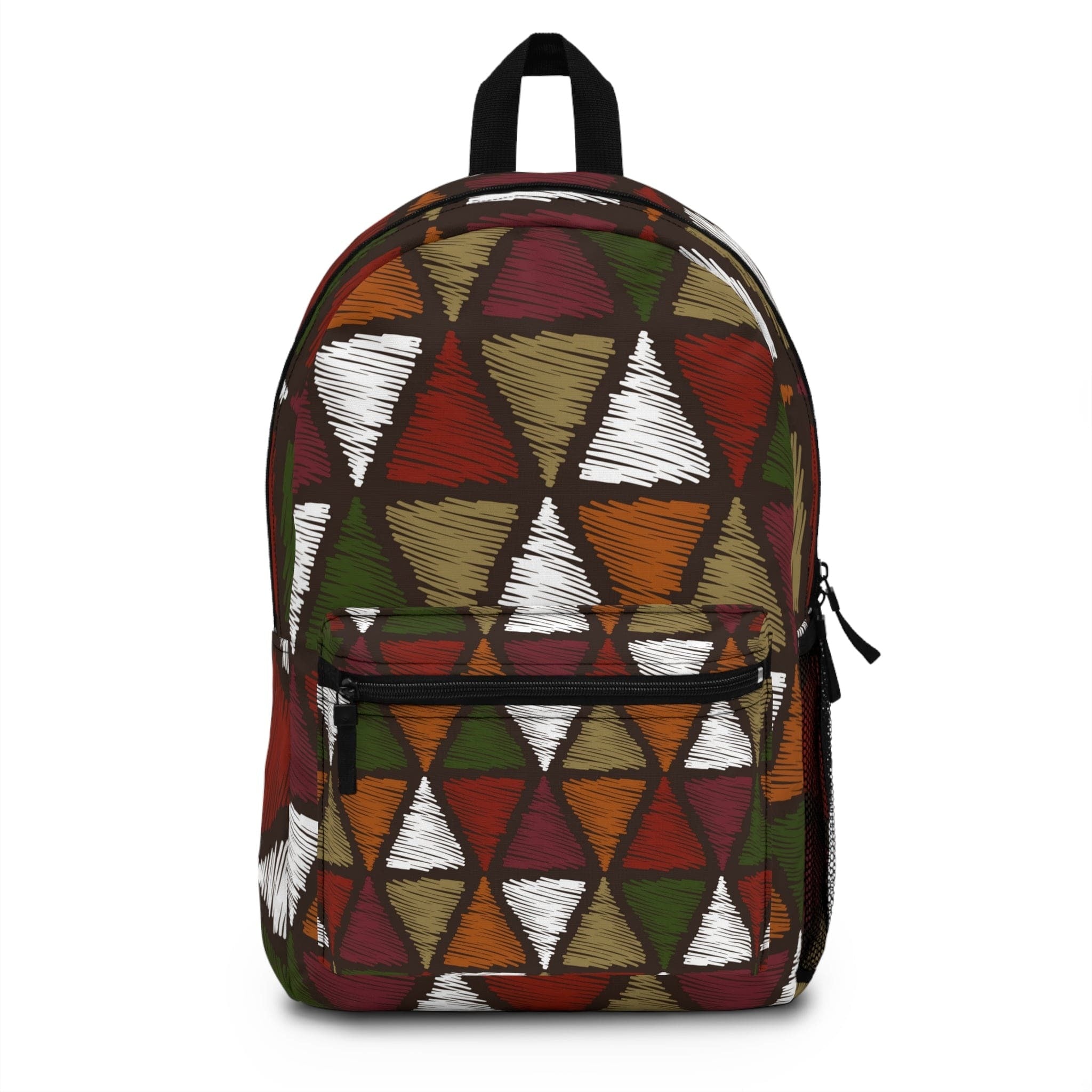 Backpack Work/school/leisure - Waterproof, Forest Green And White Tribal Quilting Fabric Print