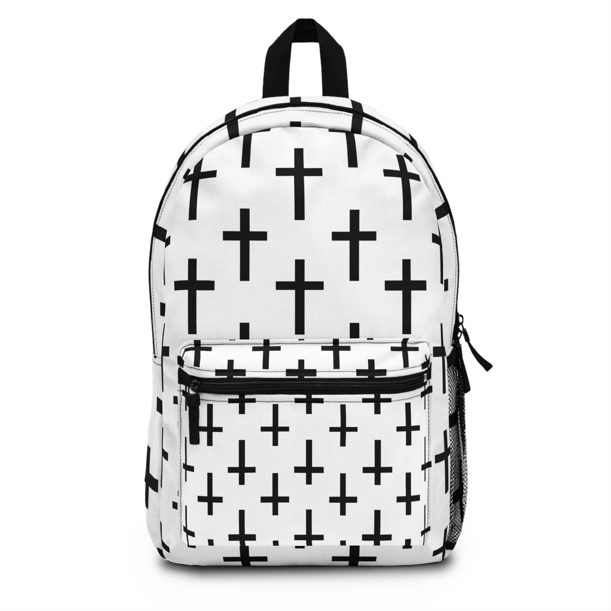 Backpack Work/school/leisure - Waterproof, White And Black Seamless Cross Pattern