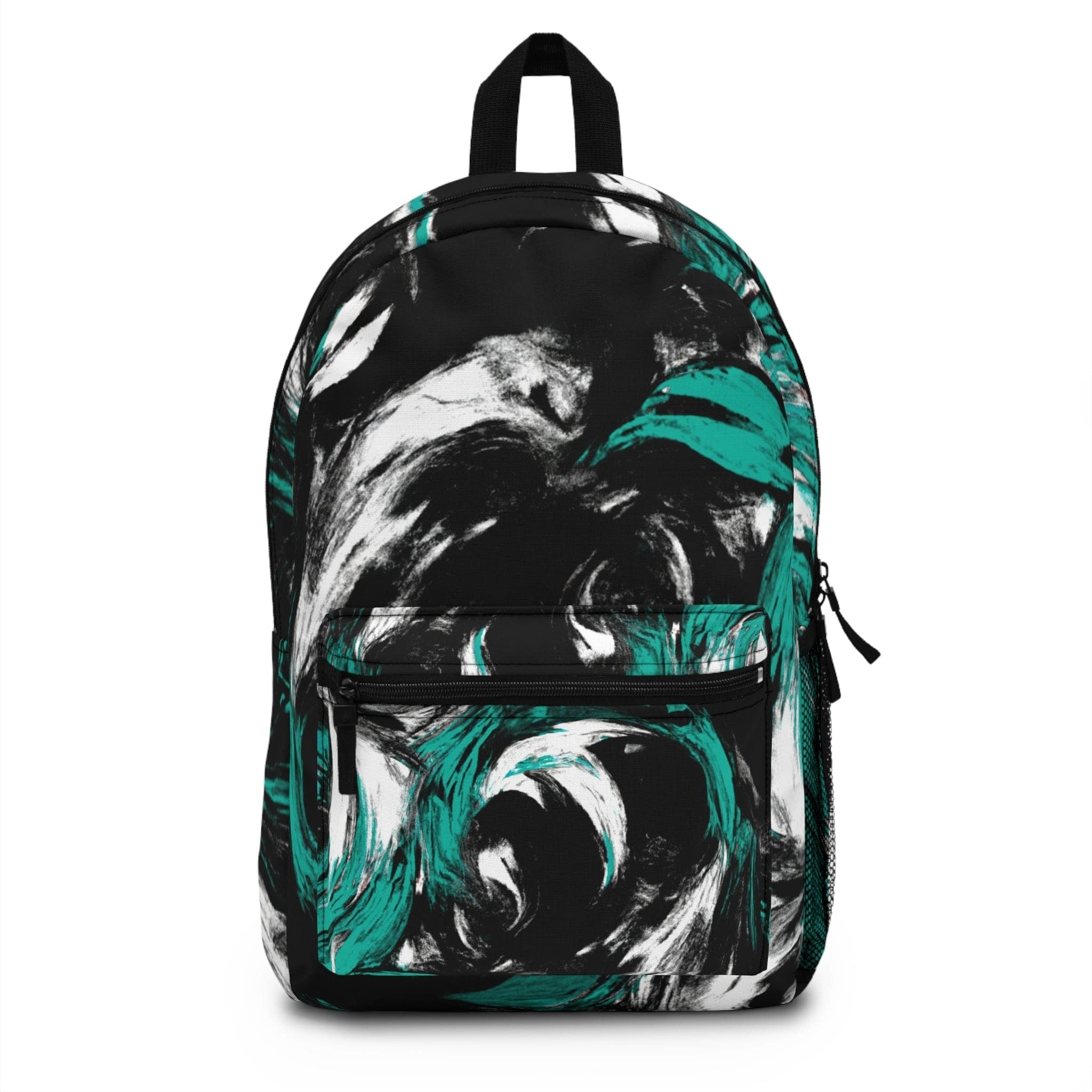 Backpack Work/school/leisure - Waterproof, Black Green White Abstract Pattern