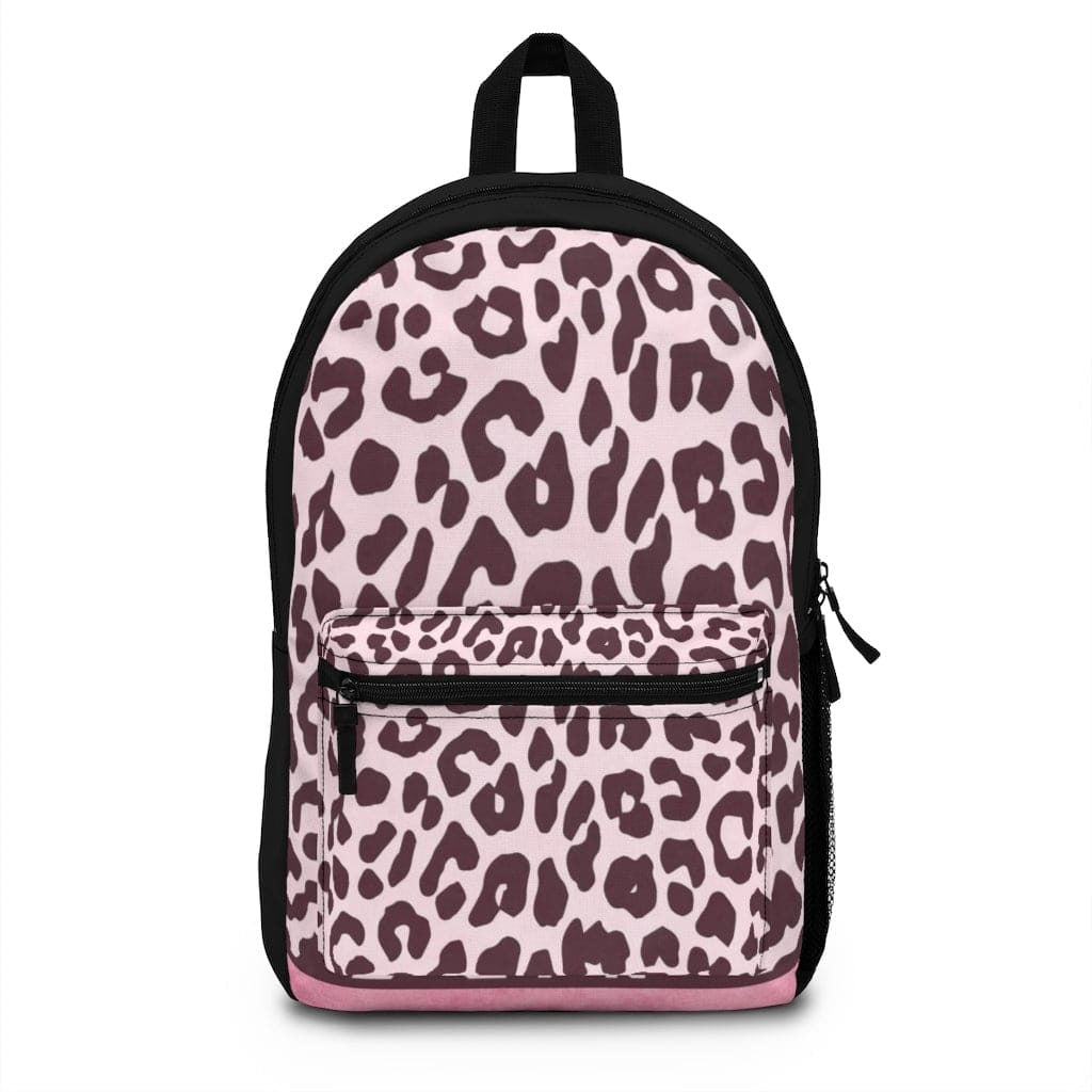 Backpack - Large Water-resistant Bag, Two Tone Pink Leopard