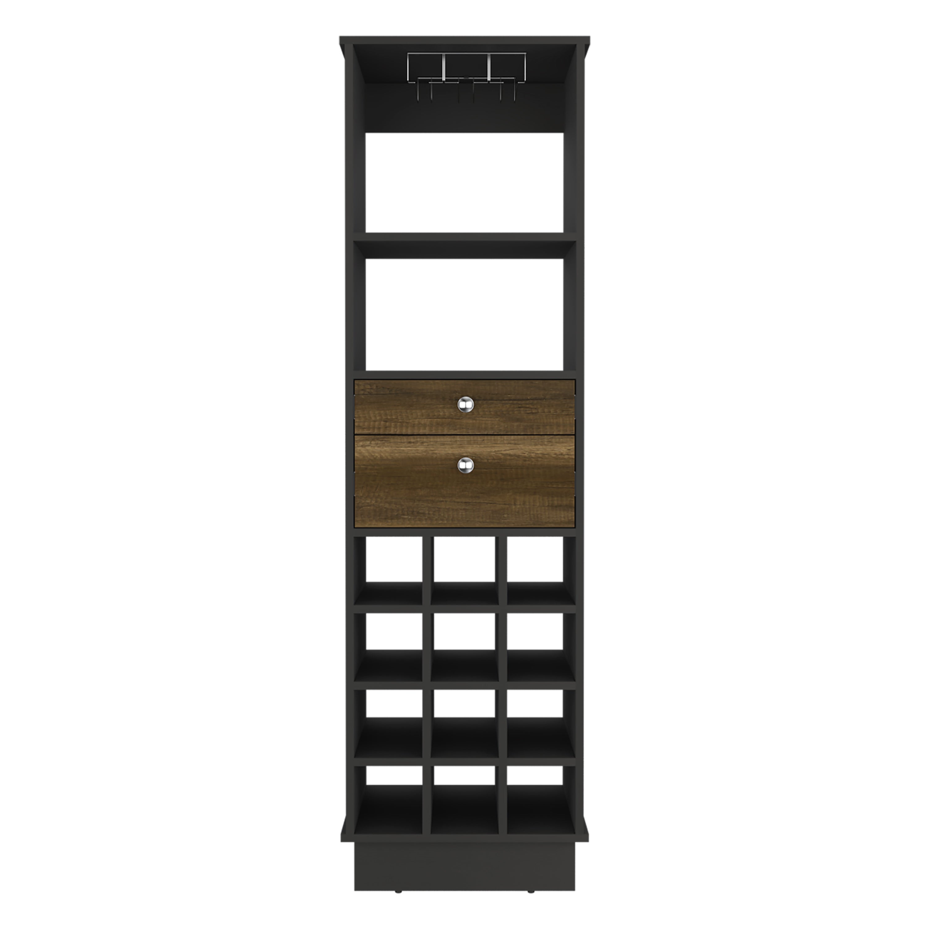 Bar Cabinet Bureck, Living Room, Black / Walnut