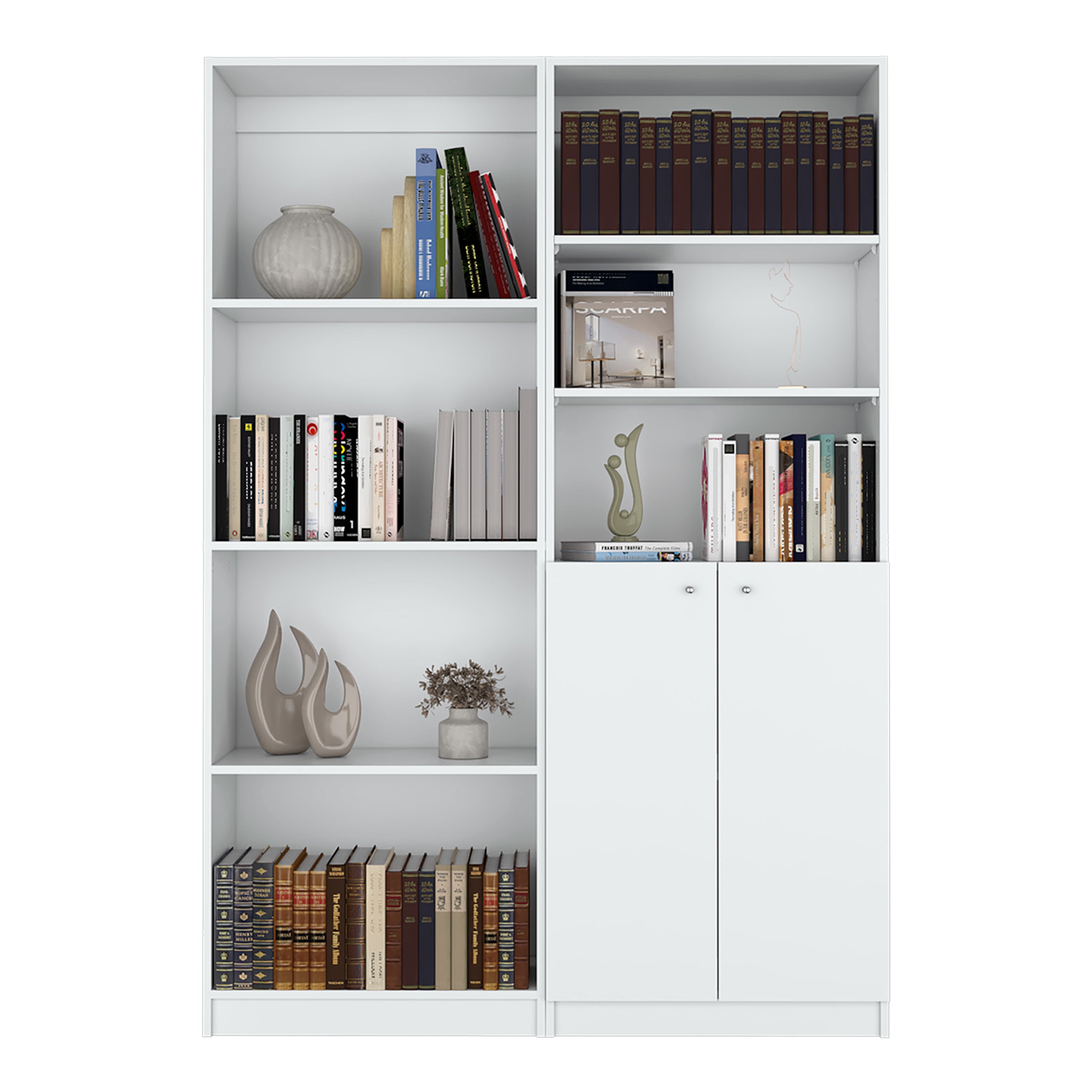 Veta 2 Piece Living Room Set with 2 Bookcases, White