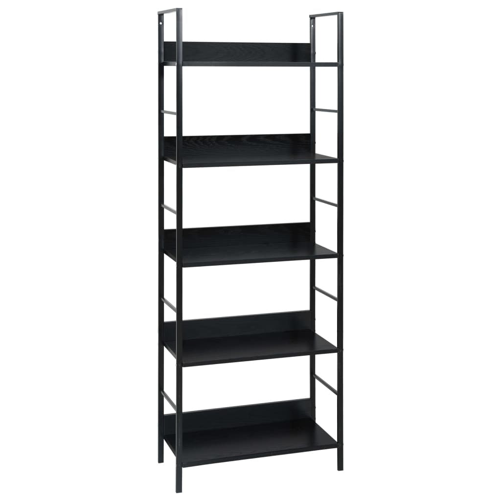 5-Layer Book Shelf Black 23.6"x10.9"x62.4" Engineered Wood