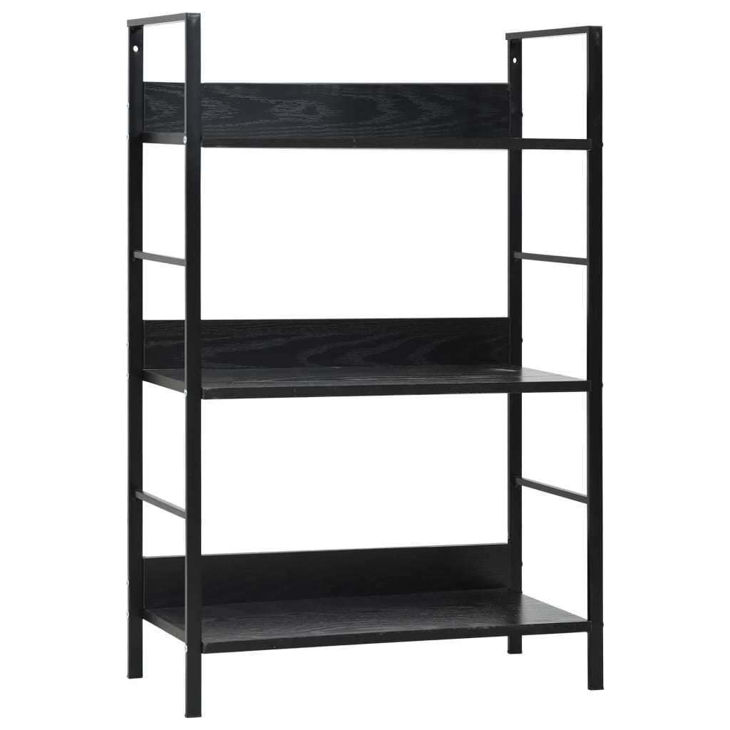 3-Layer Book Shelf Black 23.6"x10.9"x35.6" Engineered Wood