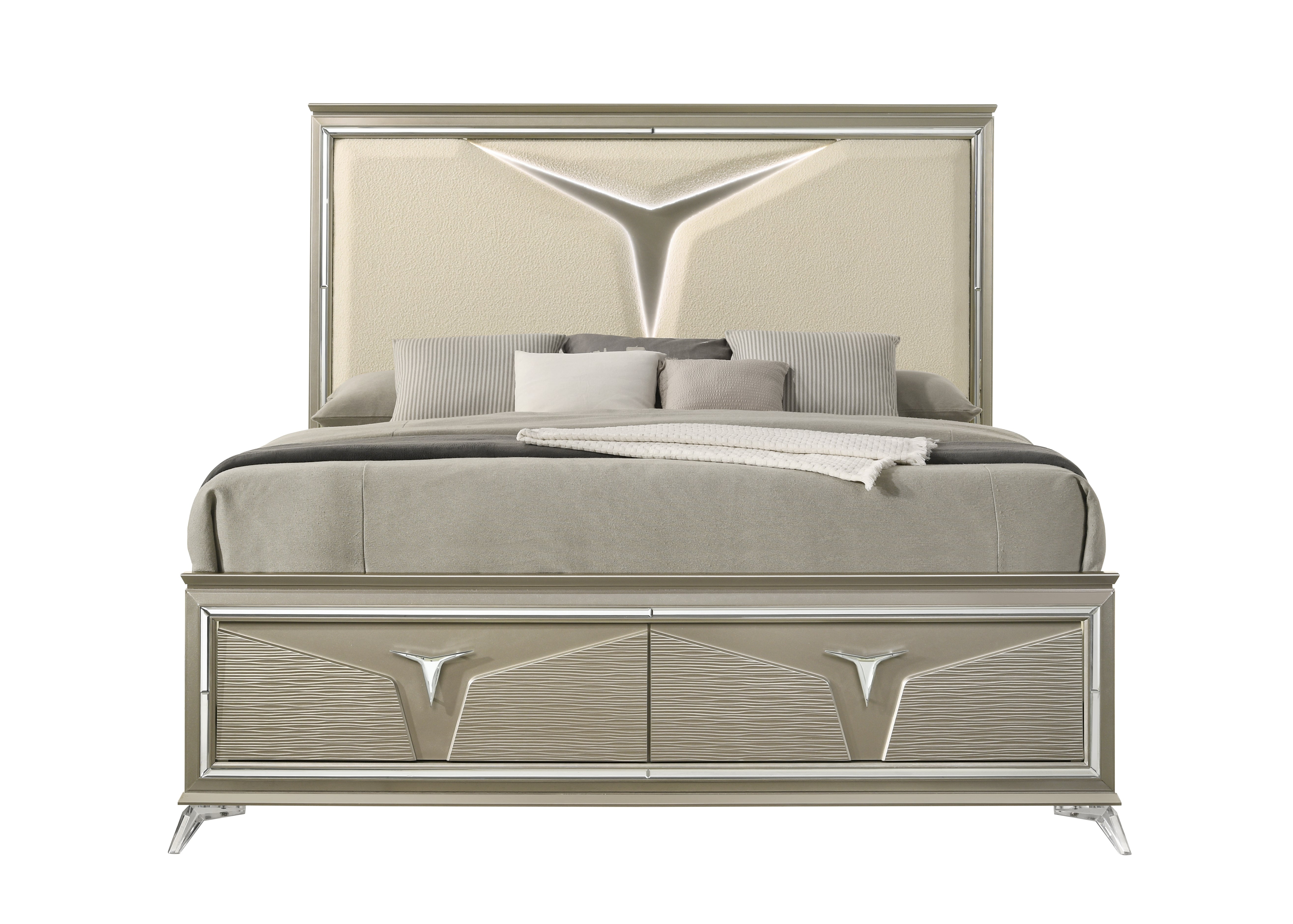 Samantha Modern Style Queen Bed Made with Wood & LED Headboard