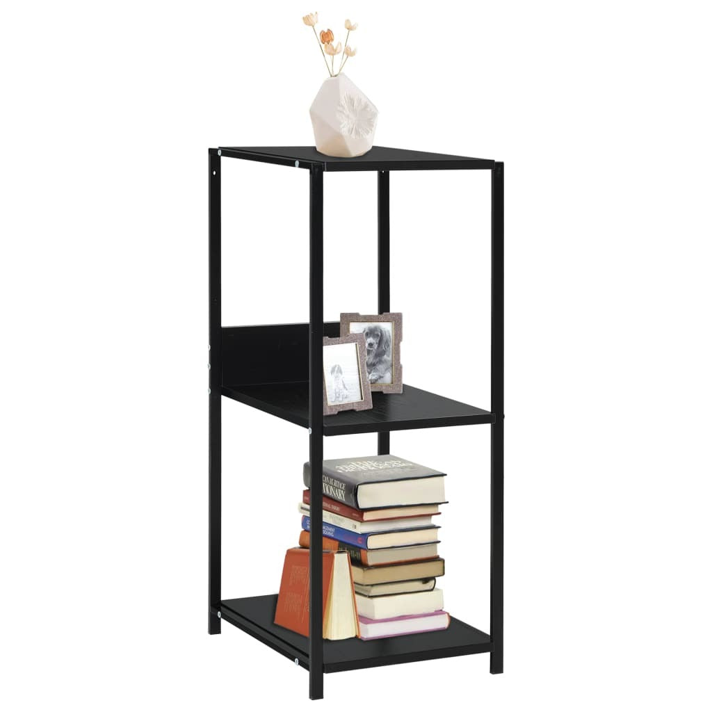 Small Straight Book Shelf Black 13.2"x15.6"x31.4" Engineered Wood