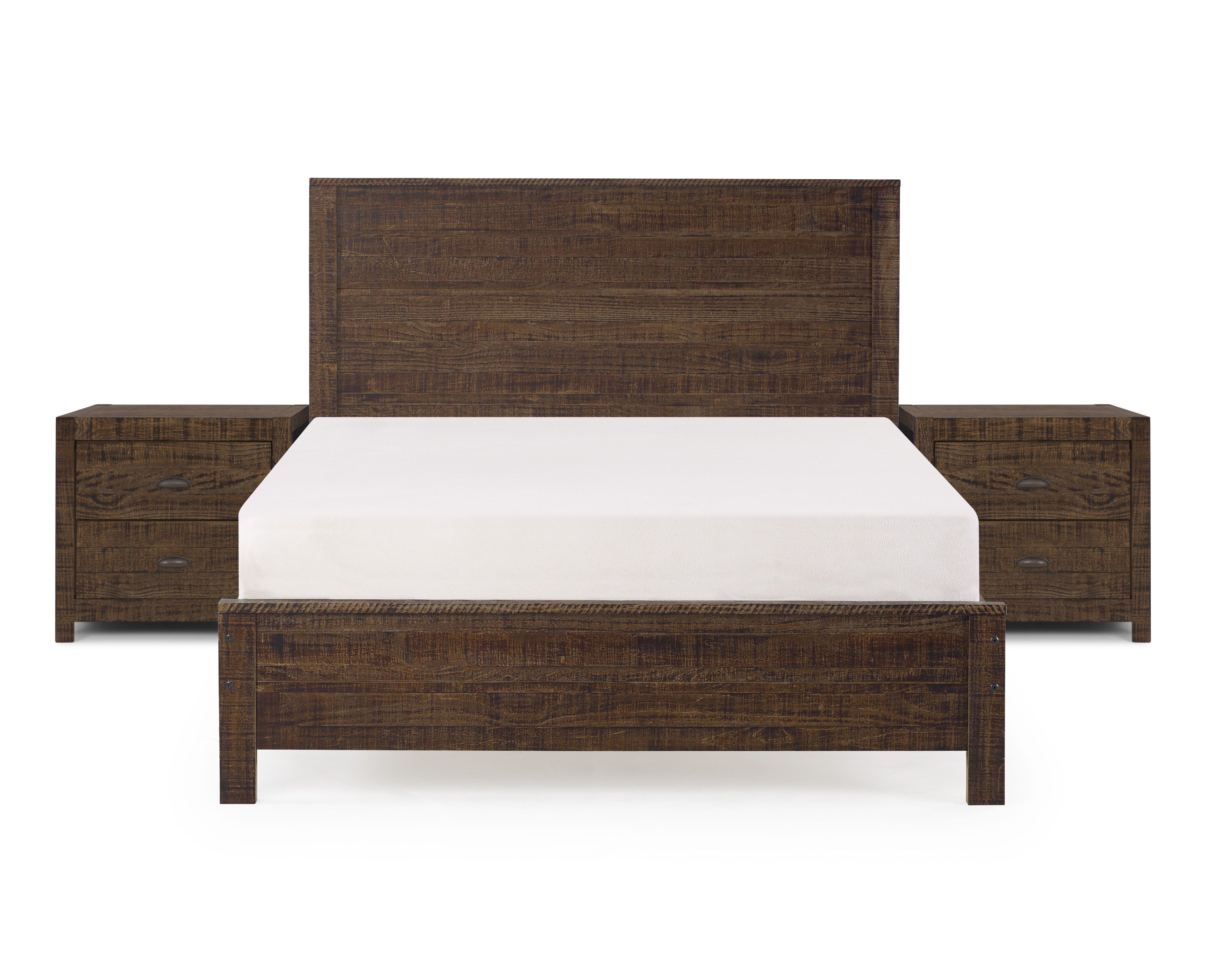 Albany 3 Piece Queen Bed Set, Heavy Duty Solid Wood Queen Size Bed Frame with Bedside Table Set of 2, Espresso