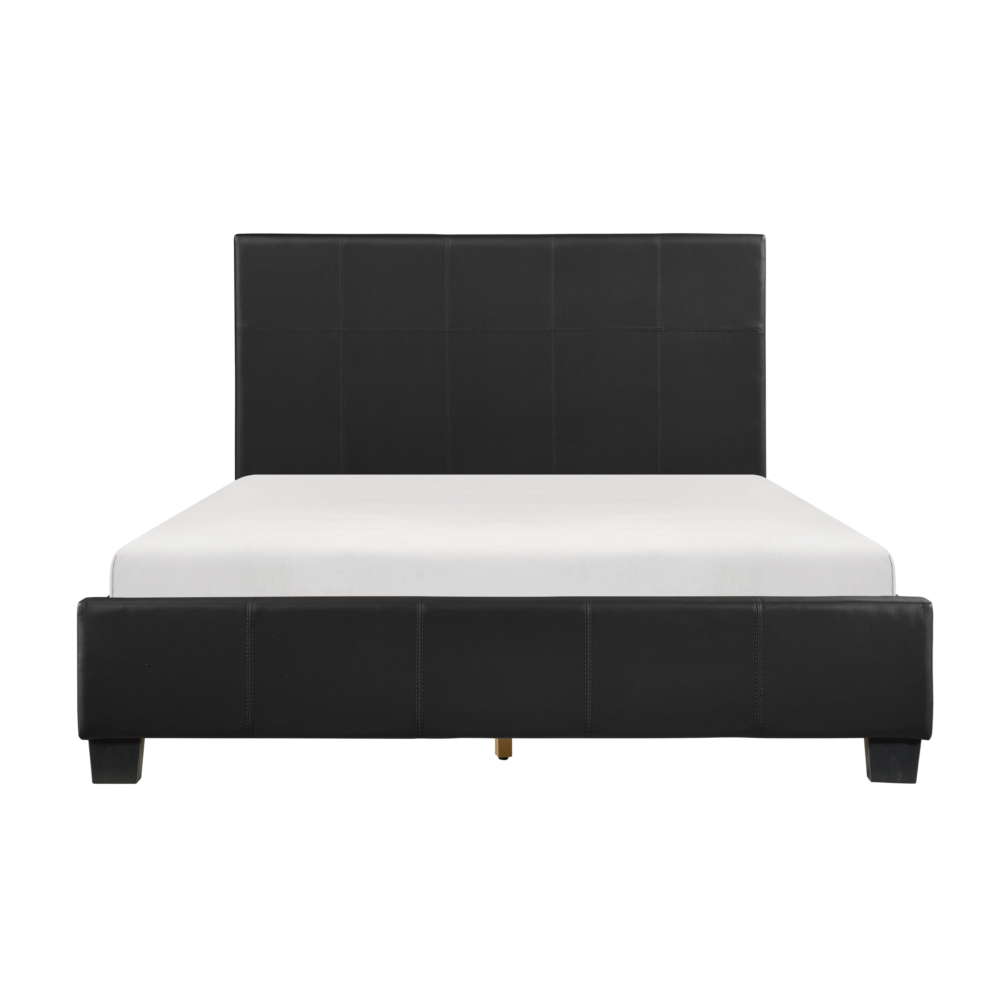 Contemporary Design 1pc Queen Bed Black Faux Leather Upholstered Stylish Bedroom Furniture