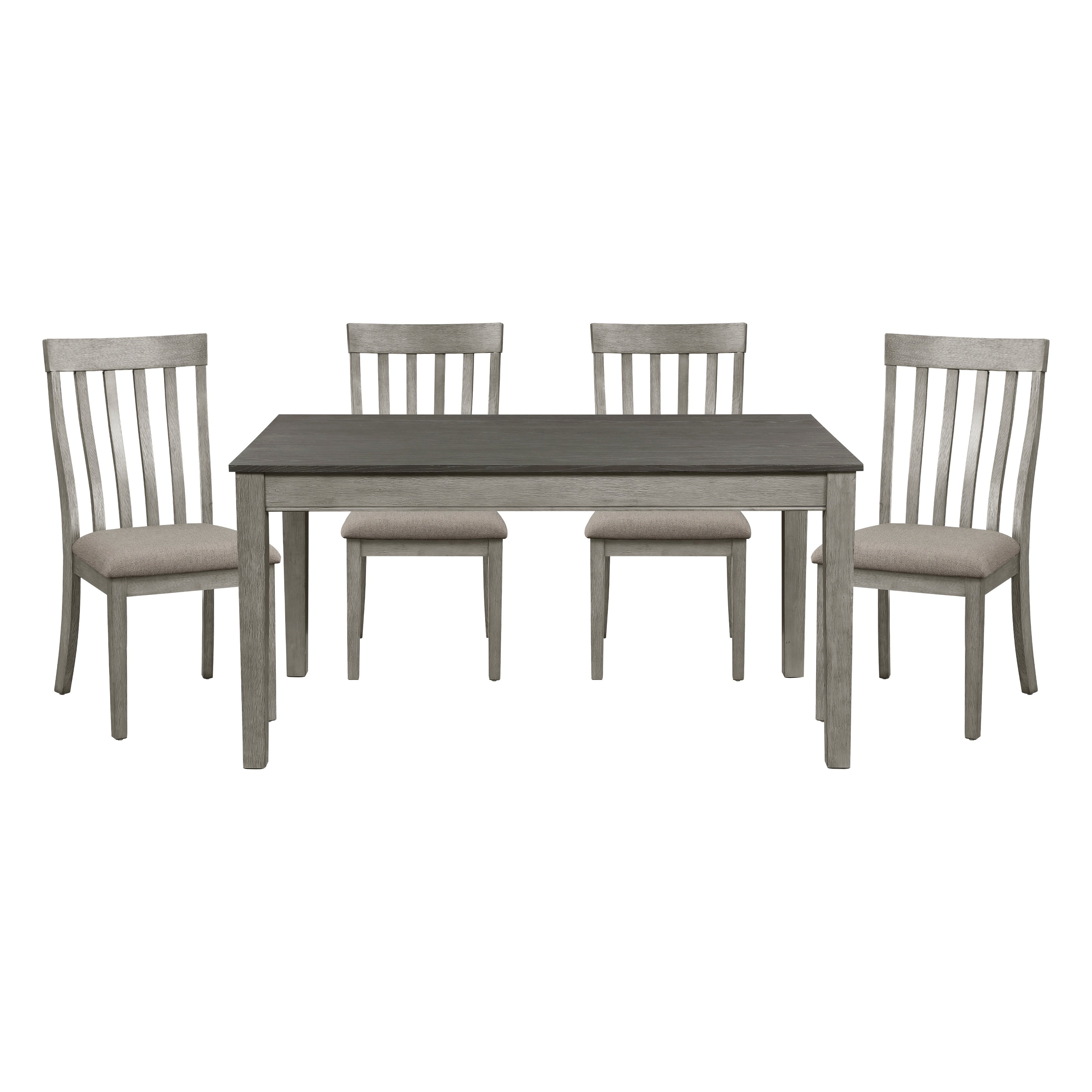 Country Casual Styling 5pc Dining Set Dining Table with Drawers and 4x Side Chairs Light Gray Finish Wooden Contemporary Furniture