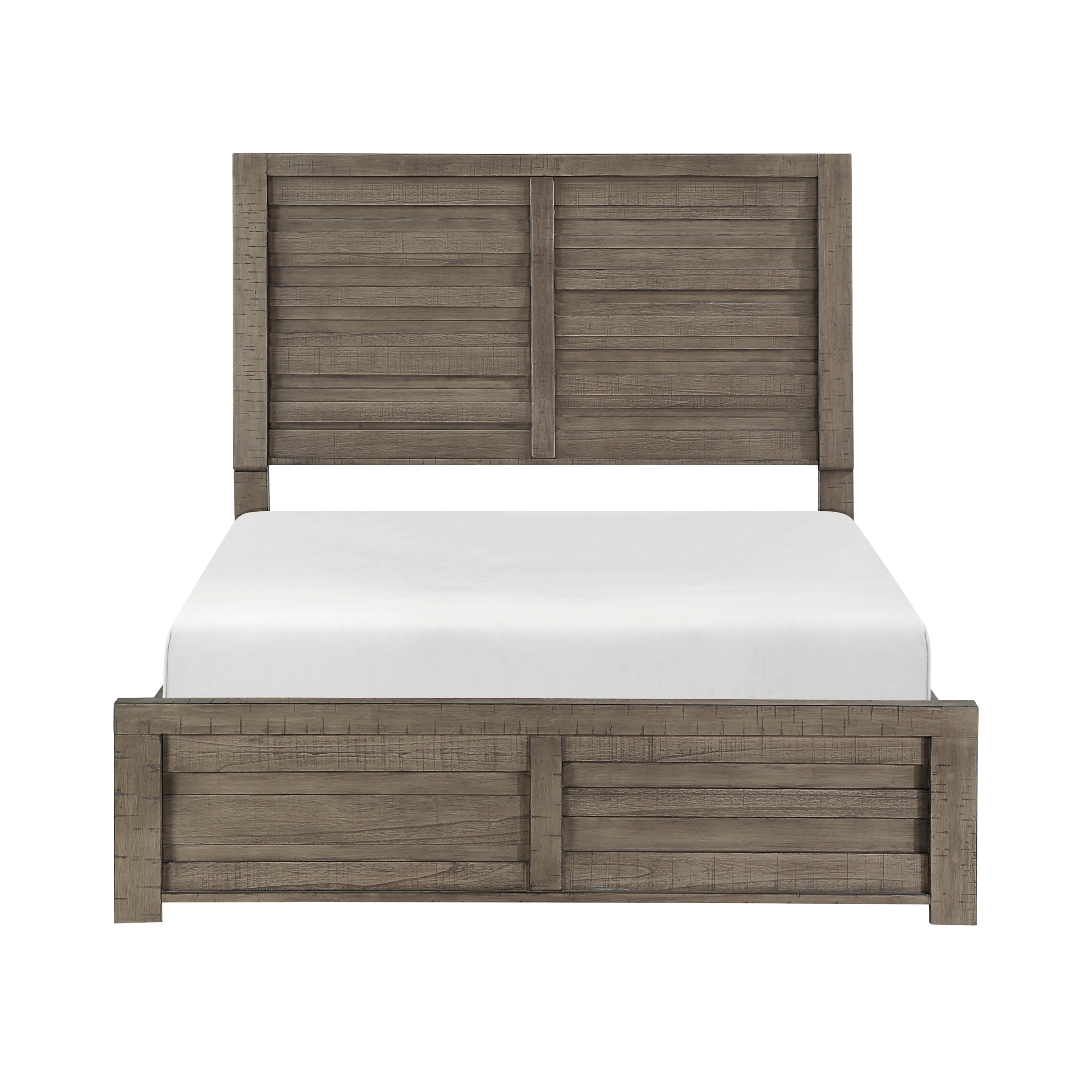 Rustic Style Gray Finish 1pc Queen Size Panel Bed Wooden Bedroom Furniture Low-Profile Footboard