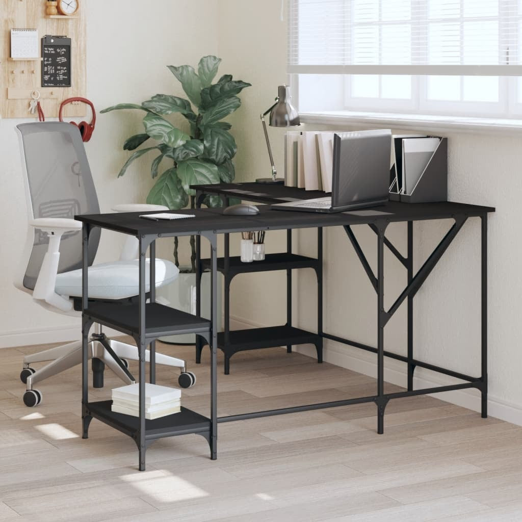 Desk Black 54.7"x54.7"x29.5" Engineered Wood