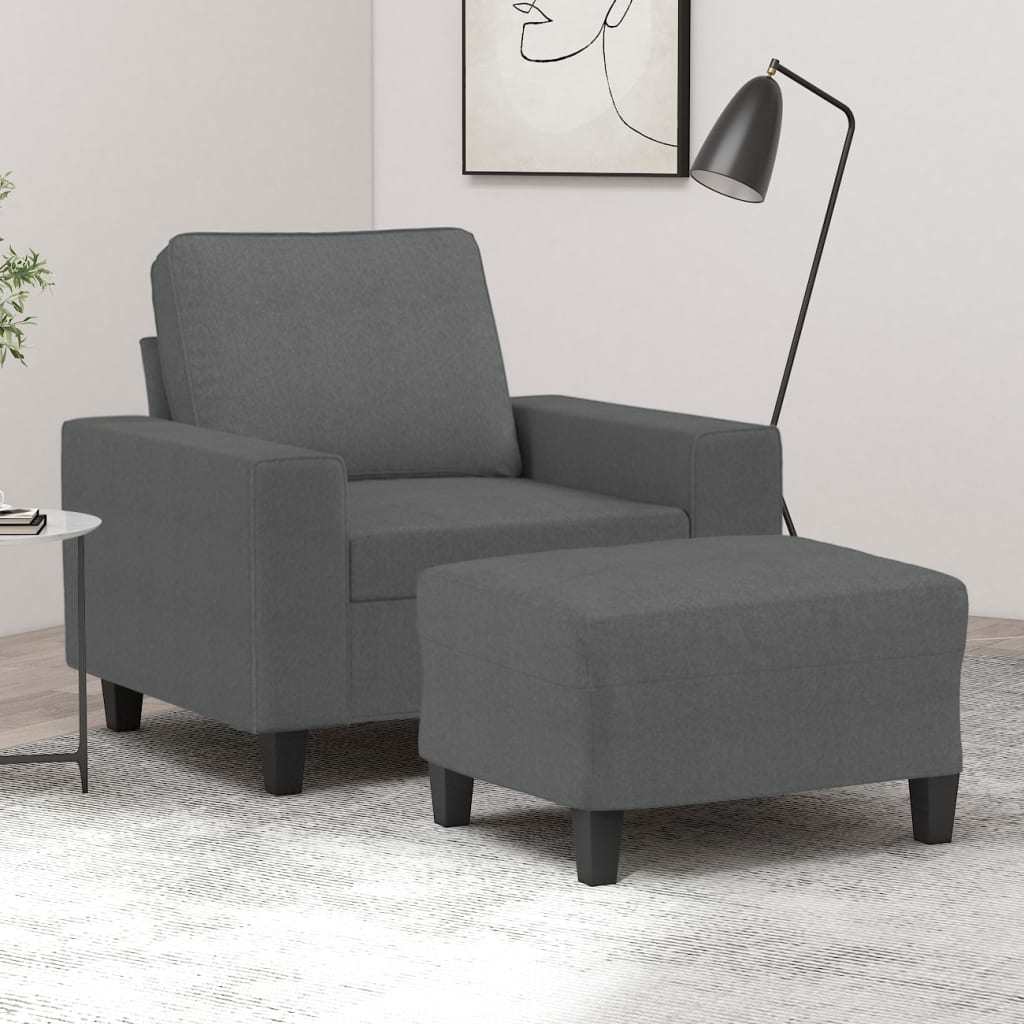 Sofa Chair with Footstool Dark Gray 23.6" Fabric