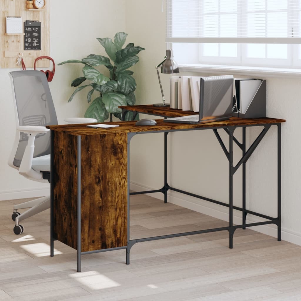 Desk Smoked Oak 55.5"x55.5"x29.5" Engineered Wood