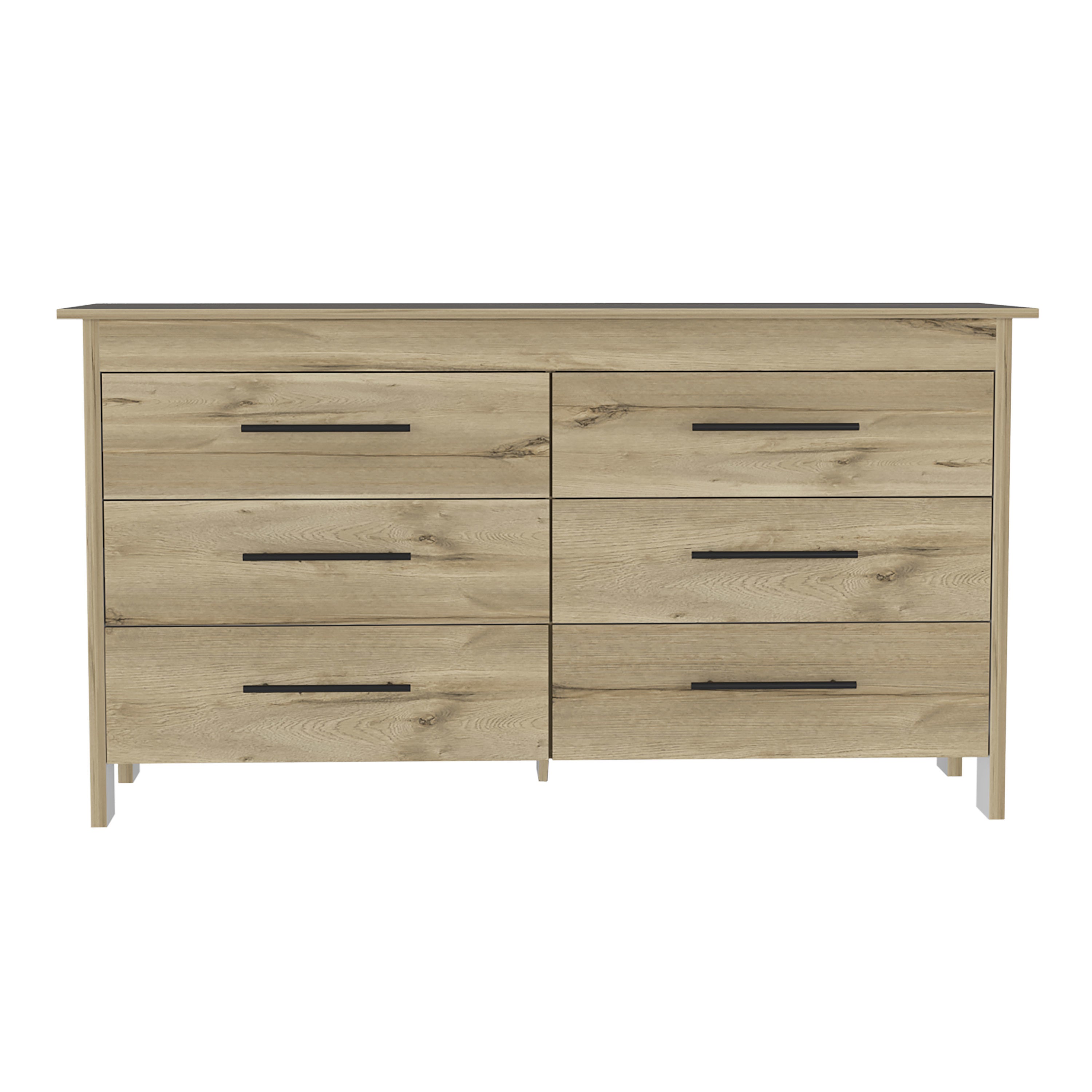 6 Drawer Double Dresser Wezz, Bedroom, Light Oak / White