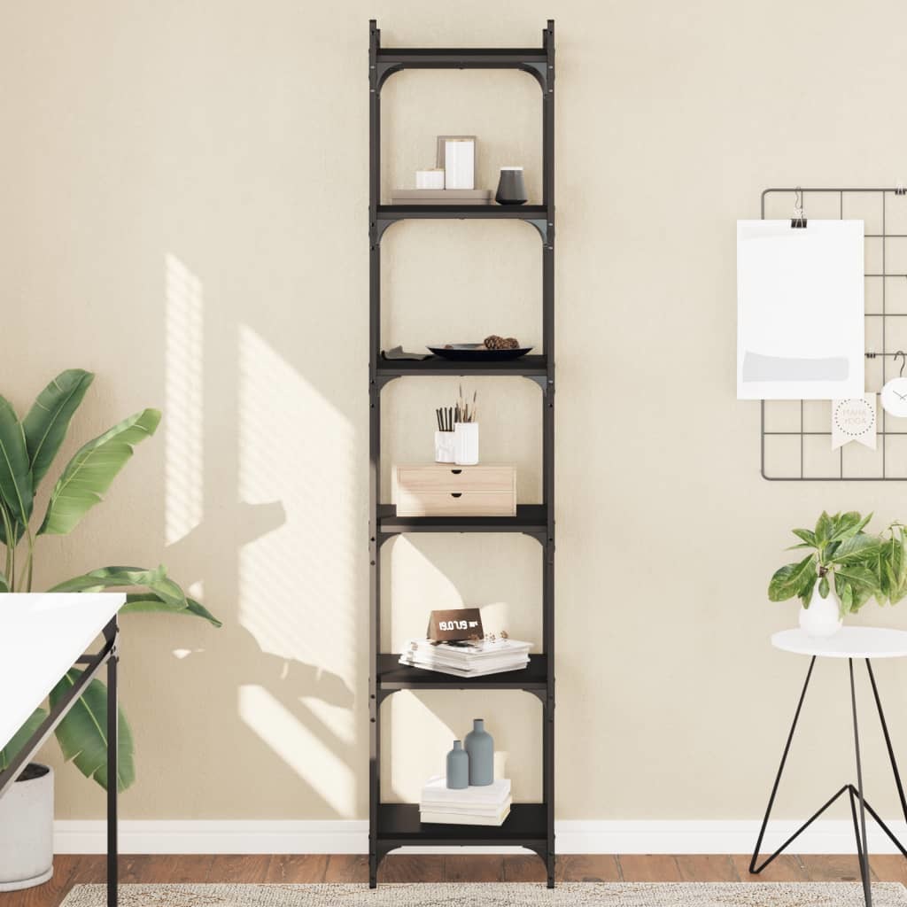 Bookcase 6-Tier Black 15.7"x11.8"x74" Engineered Wood