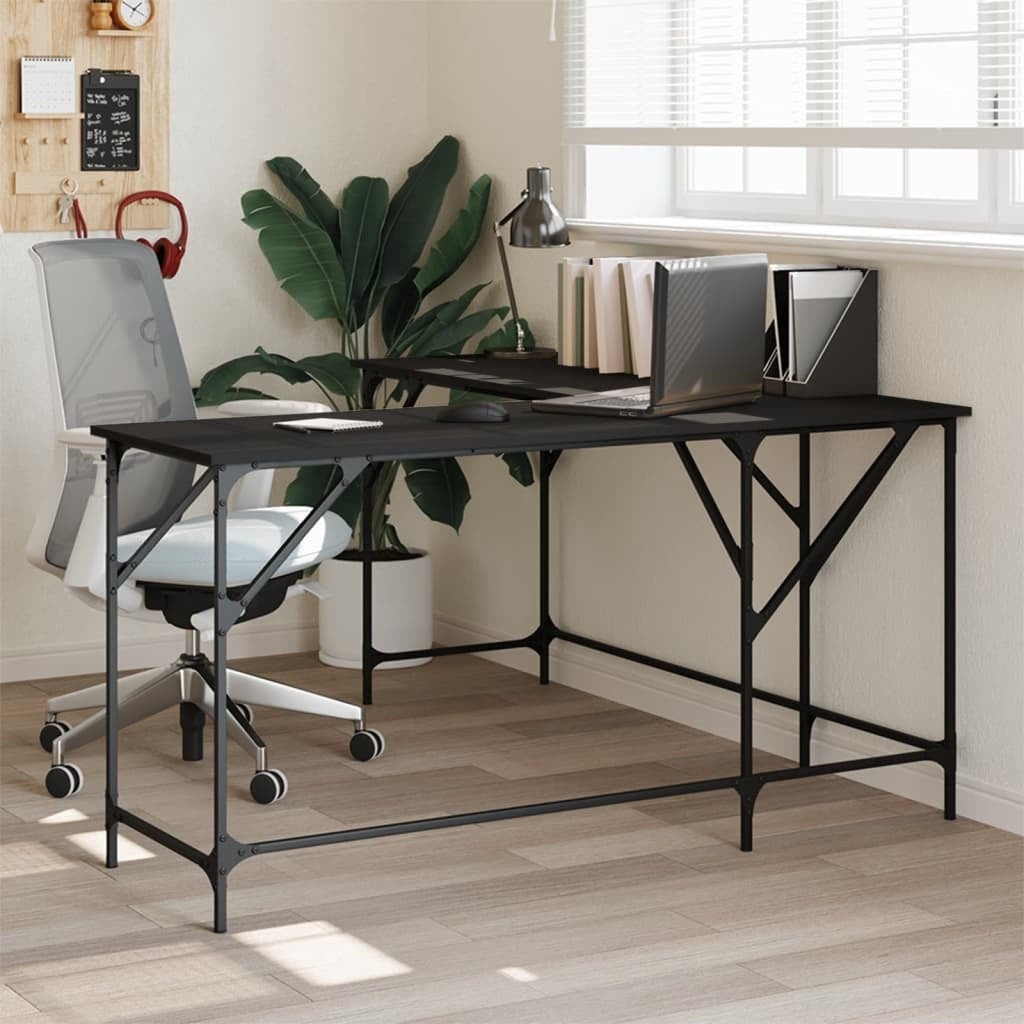 Desk Black 58.7"x58.7"x29.5" Engineered Wood