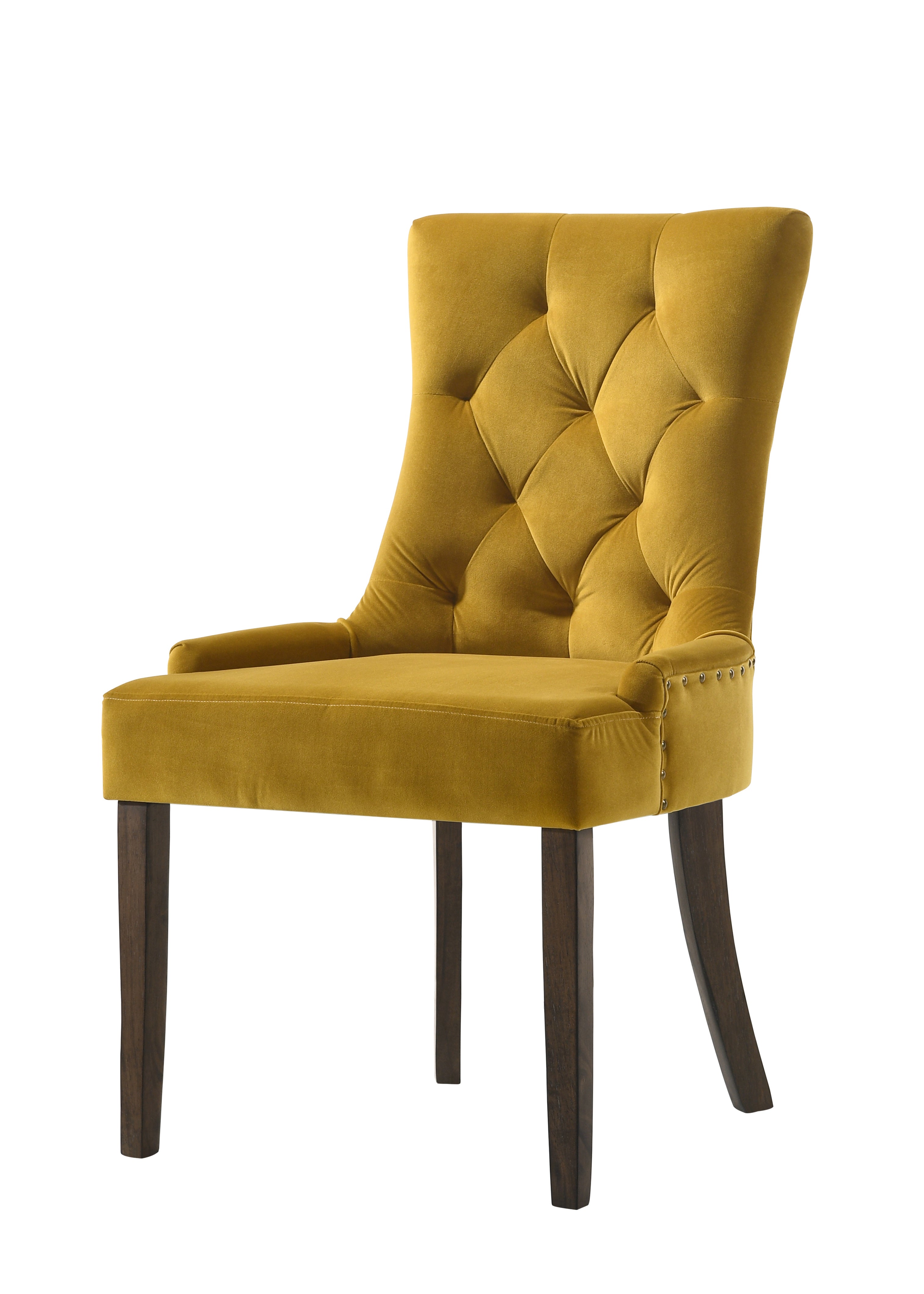 ACME Farren Side Chair, Yellow Velvet & Espresso Finish 77163