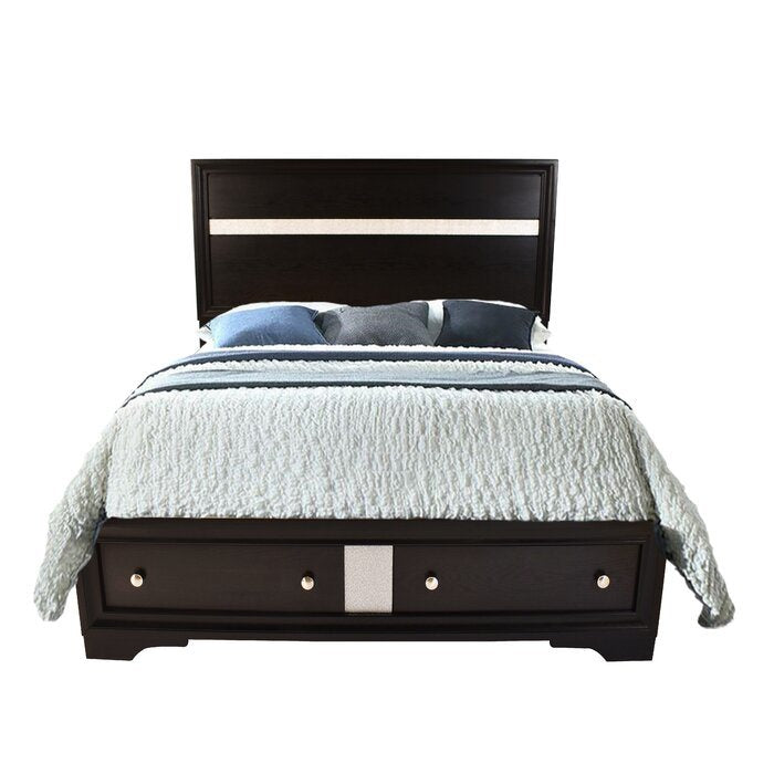 Matrix Traditional Style Queen Size Storage Bed made with Wood in Black