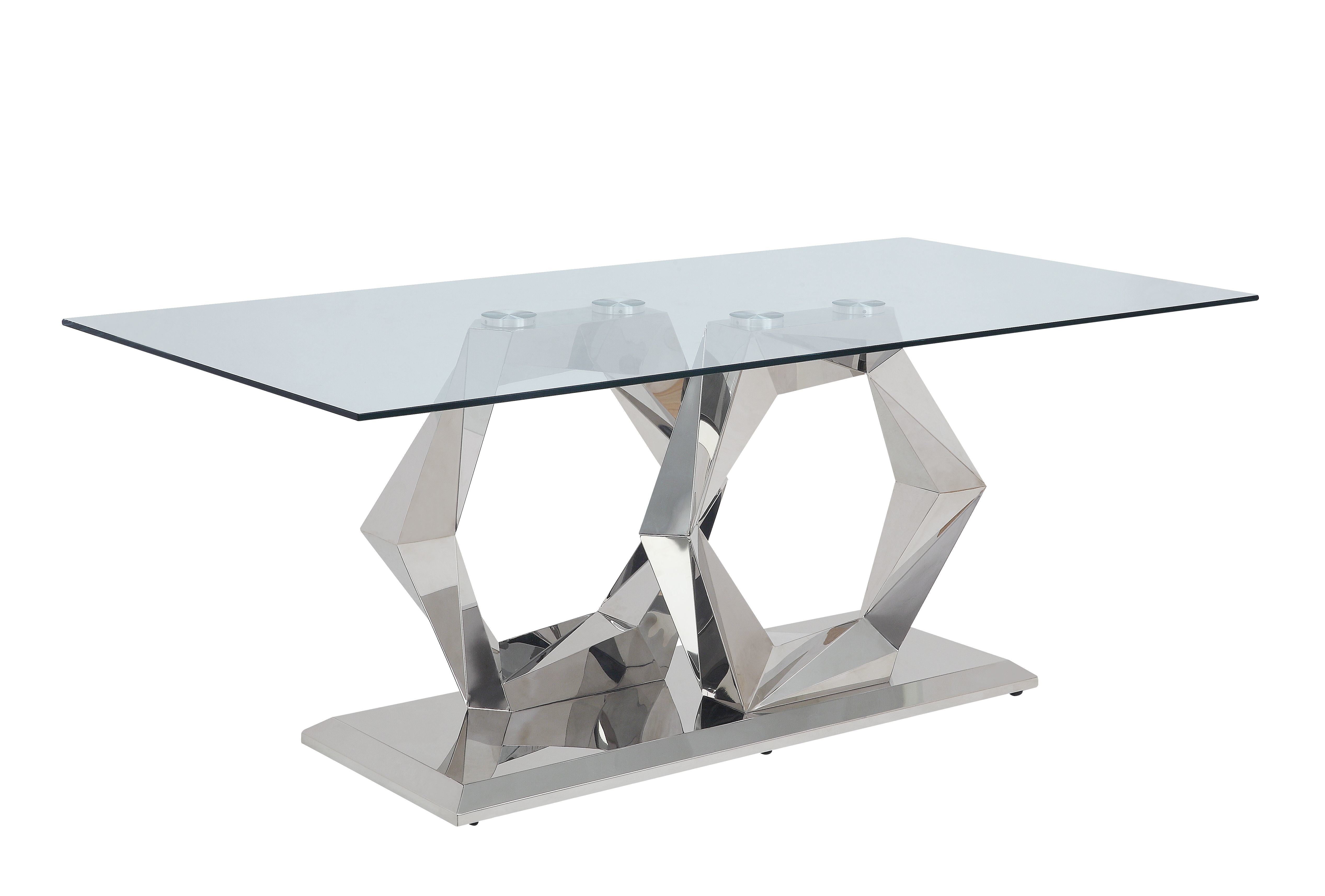 ACME Gianna Dining Table, Clear Glass & Stainless Steel 72470