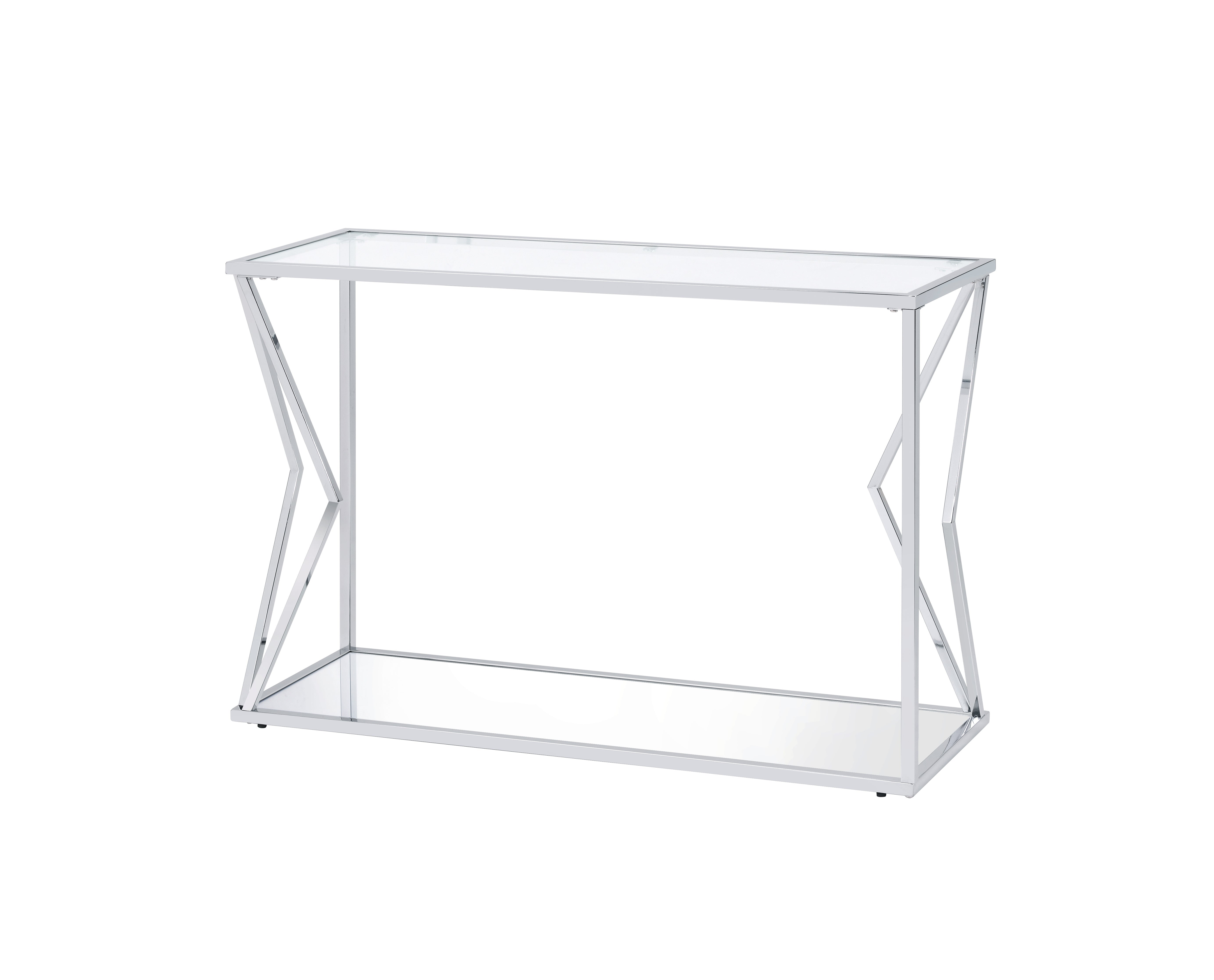 ACME Virtue Sofa Table, Clear Glass & Chrome Finish 83484