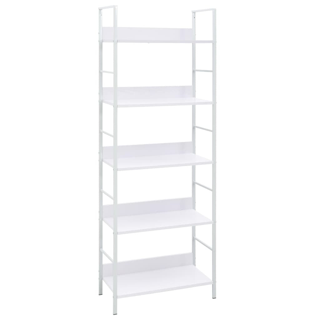 5-Layer Book Shelf White 23.6"x10.9"x62.4" Engineered Wood