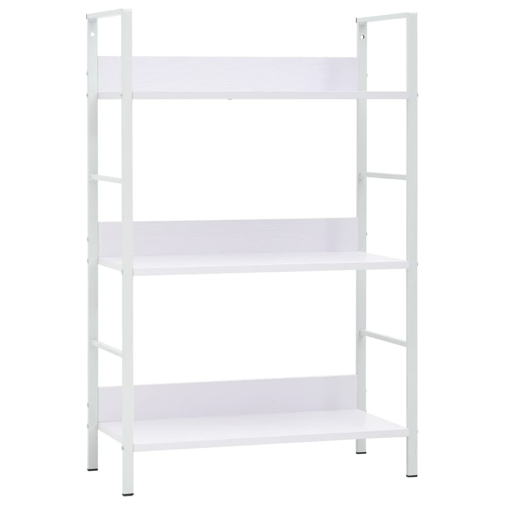 3-Layer Book Shelf White 23.6"x10.9"x35.6" Engineered Wood