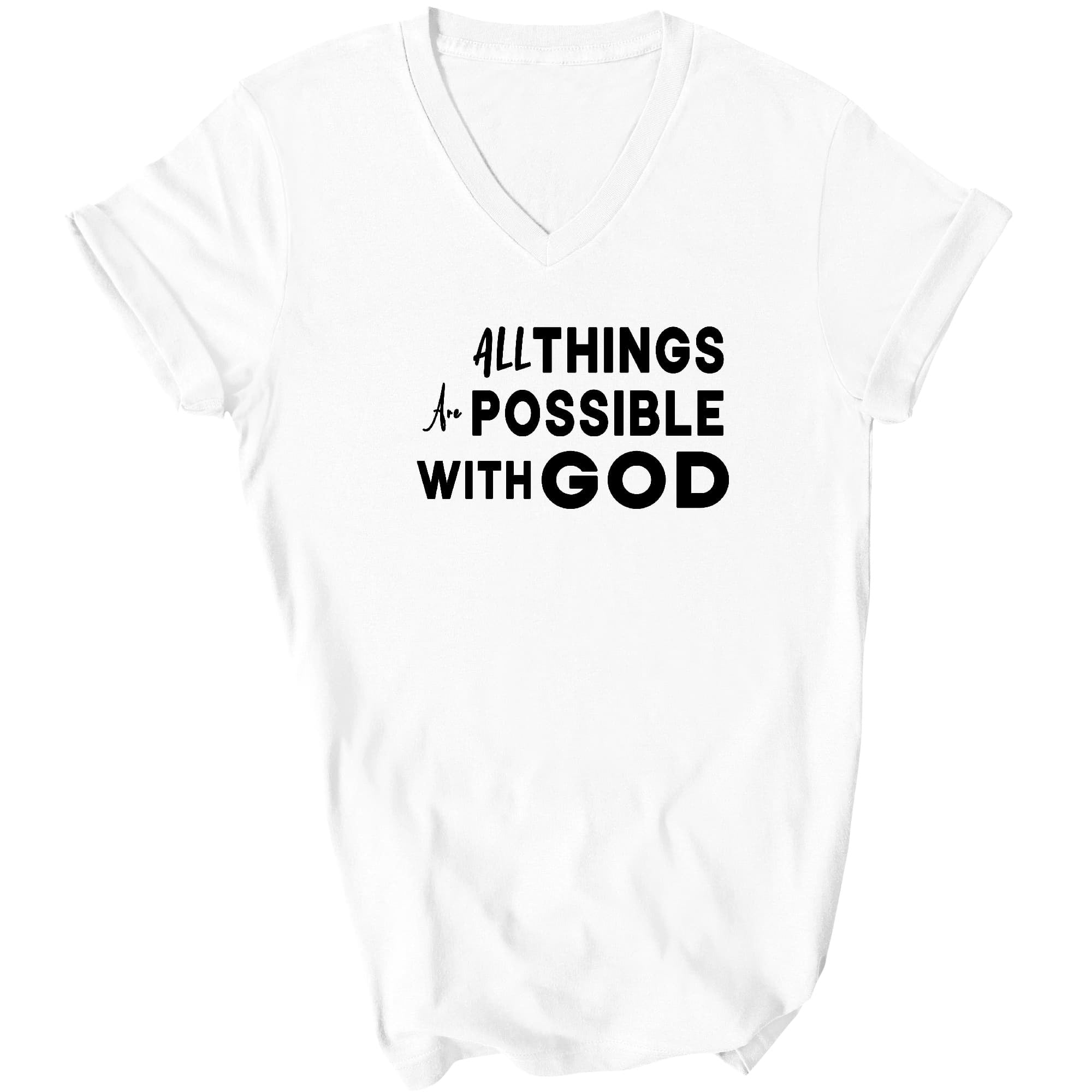 All Things Are Possible With God Black Illustration Graphic V-neck