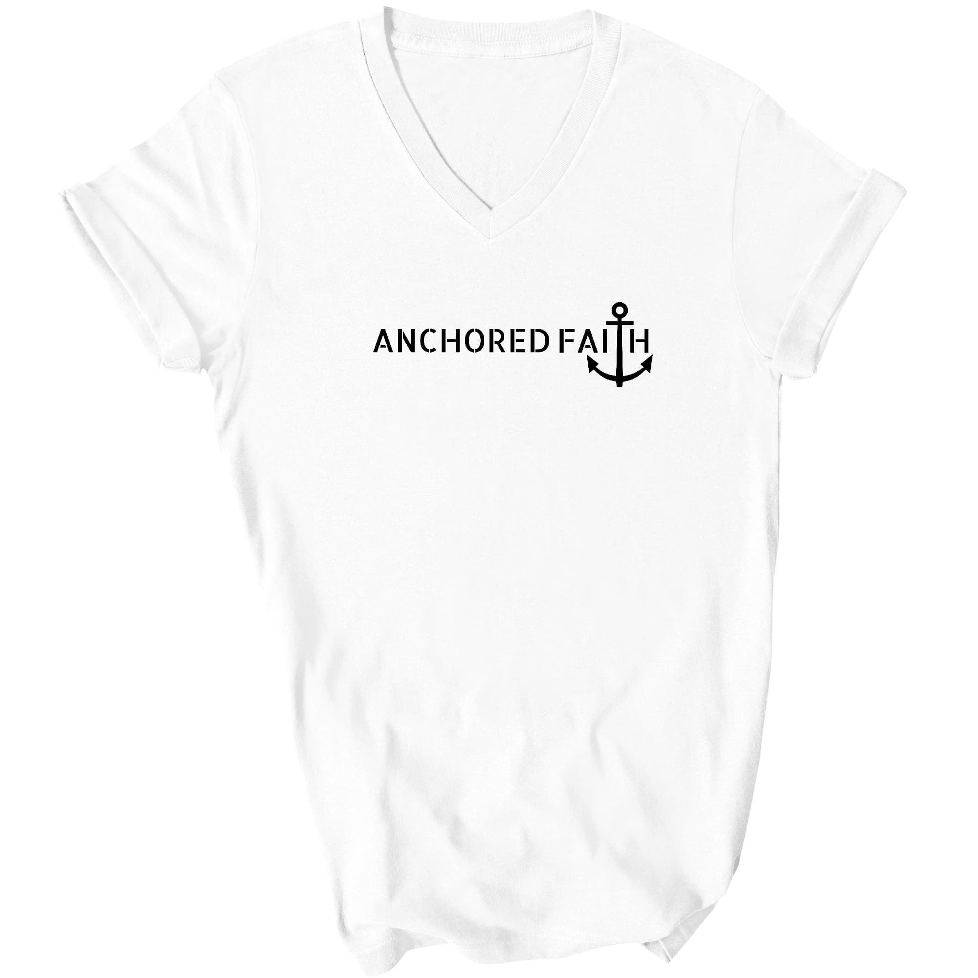 Anchored Faith - Inspiration Affirmation, Black Graphic V-neck T-shirt