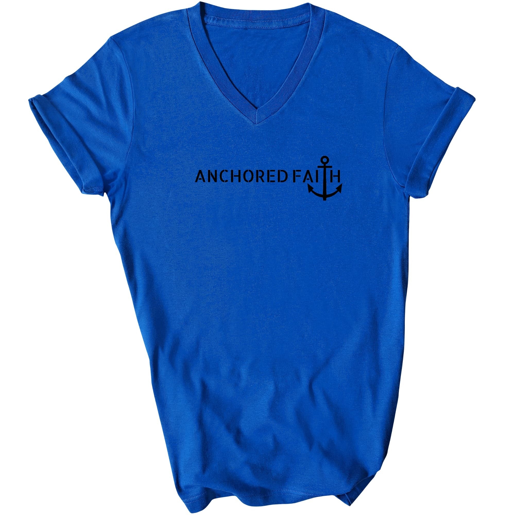 Anchored Faith - Inspiration Affirmation, Black Graphic V-neck T-shirt