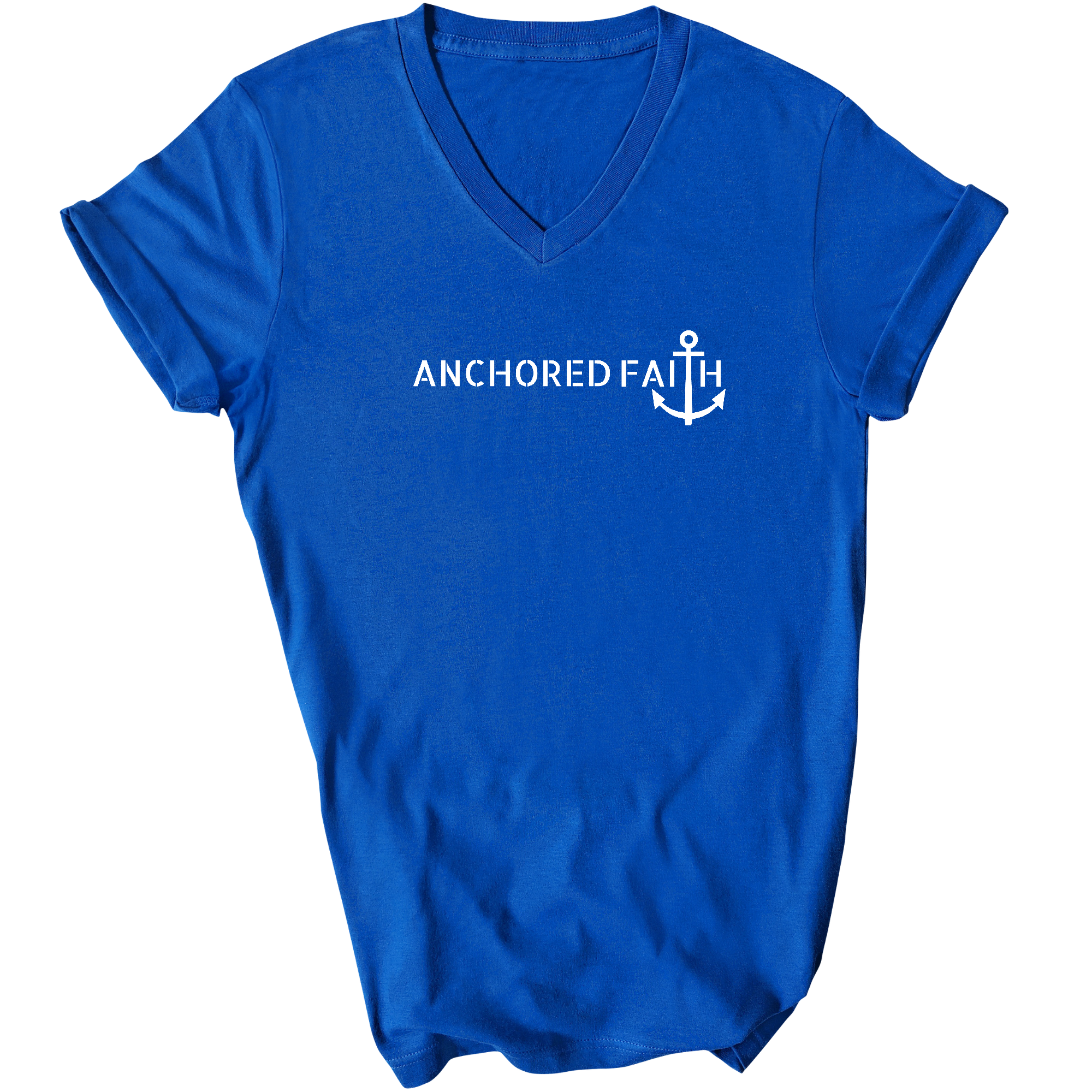 Anchored Faith - Inspiration Affirmation Mens V-Neck T-Shirt