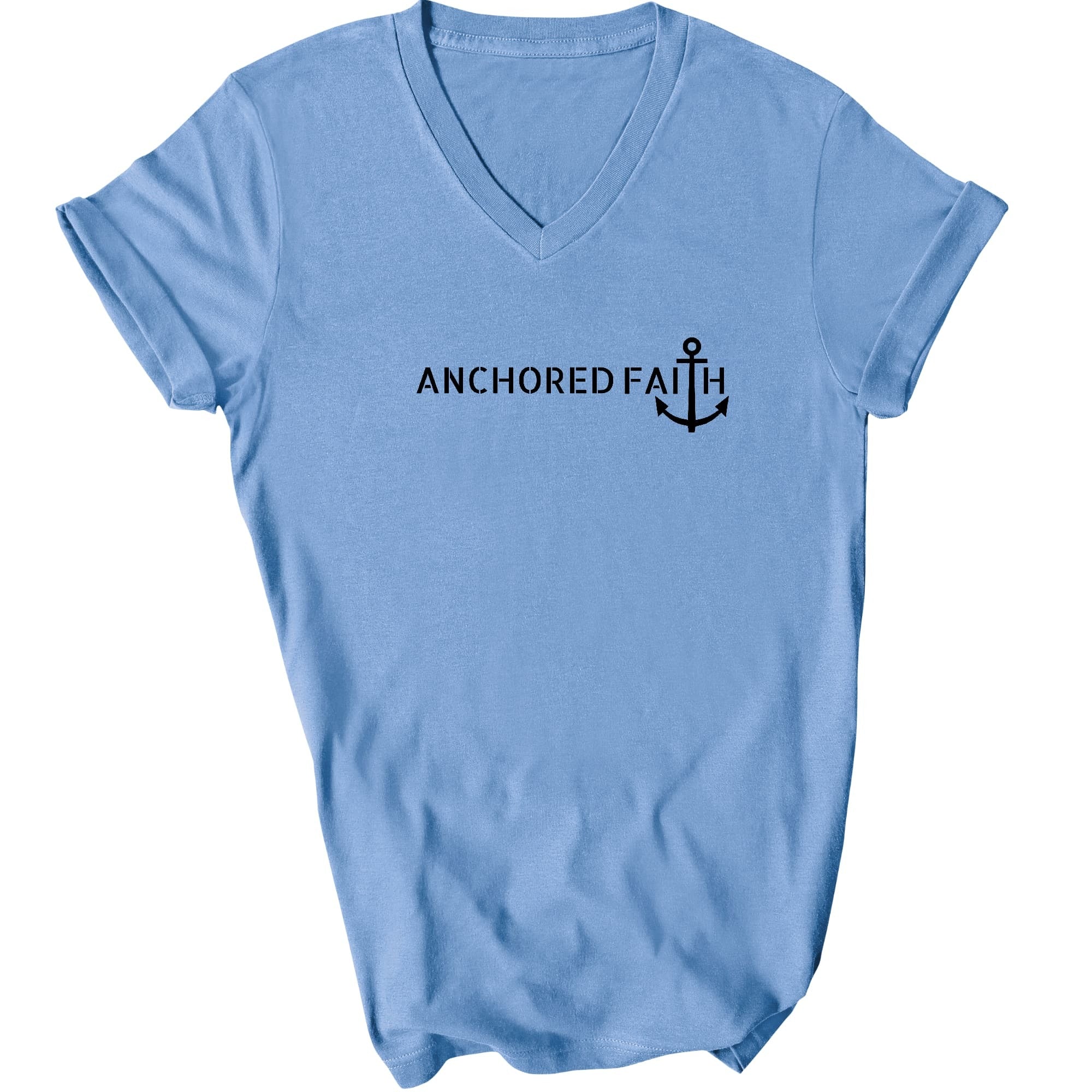 Anchored Faith - Inspiration Affirmation, Black Graphic V-neck T-shirt