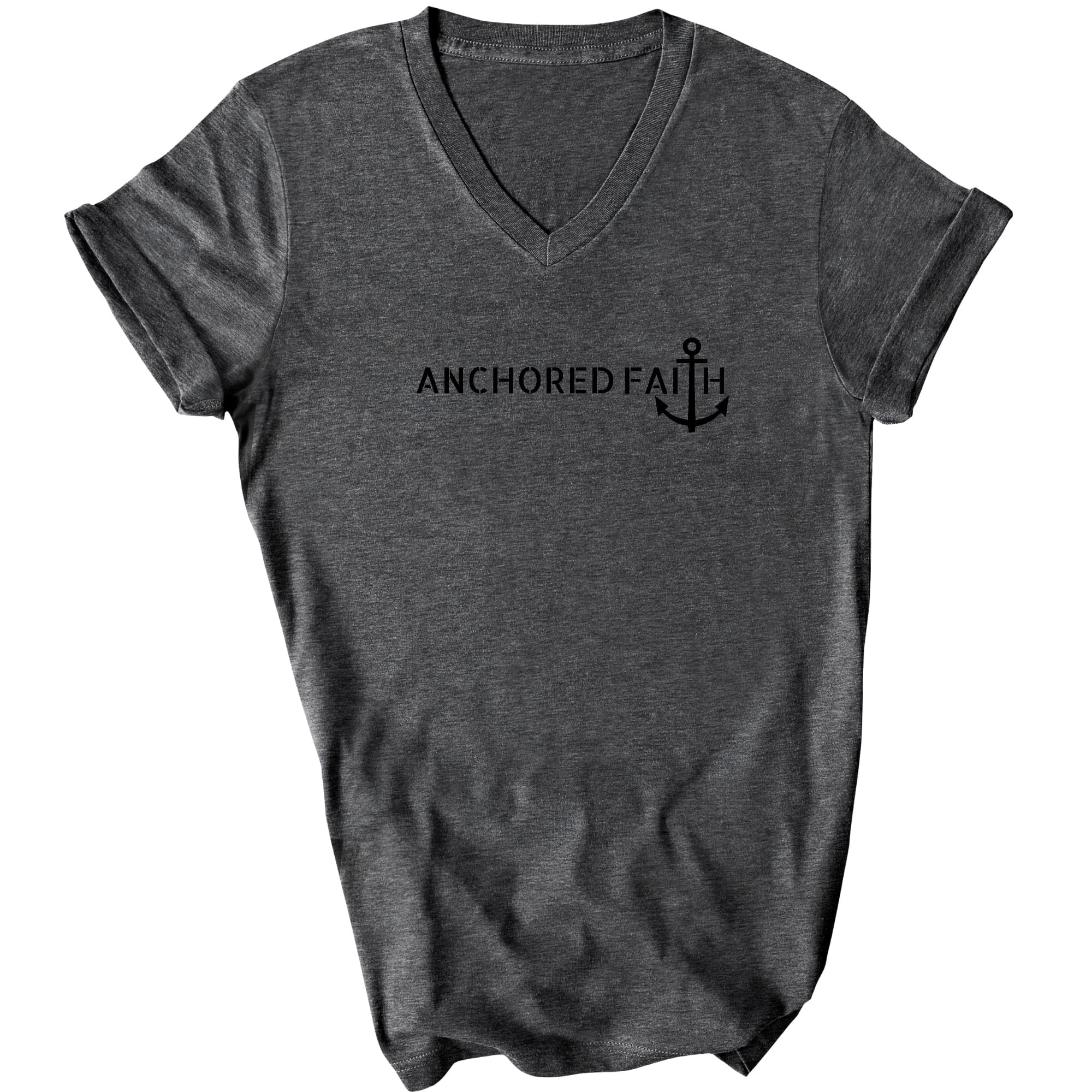 Anchored Faith - Inspiration Affirmation, Black Graphic V-neck T-shirt