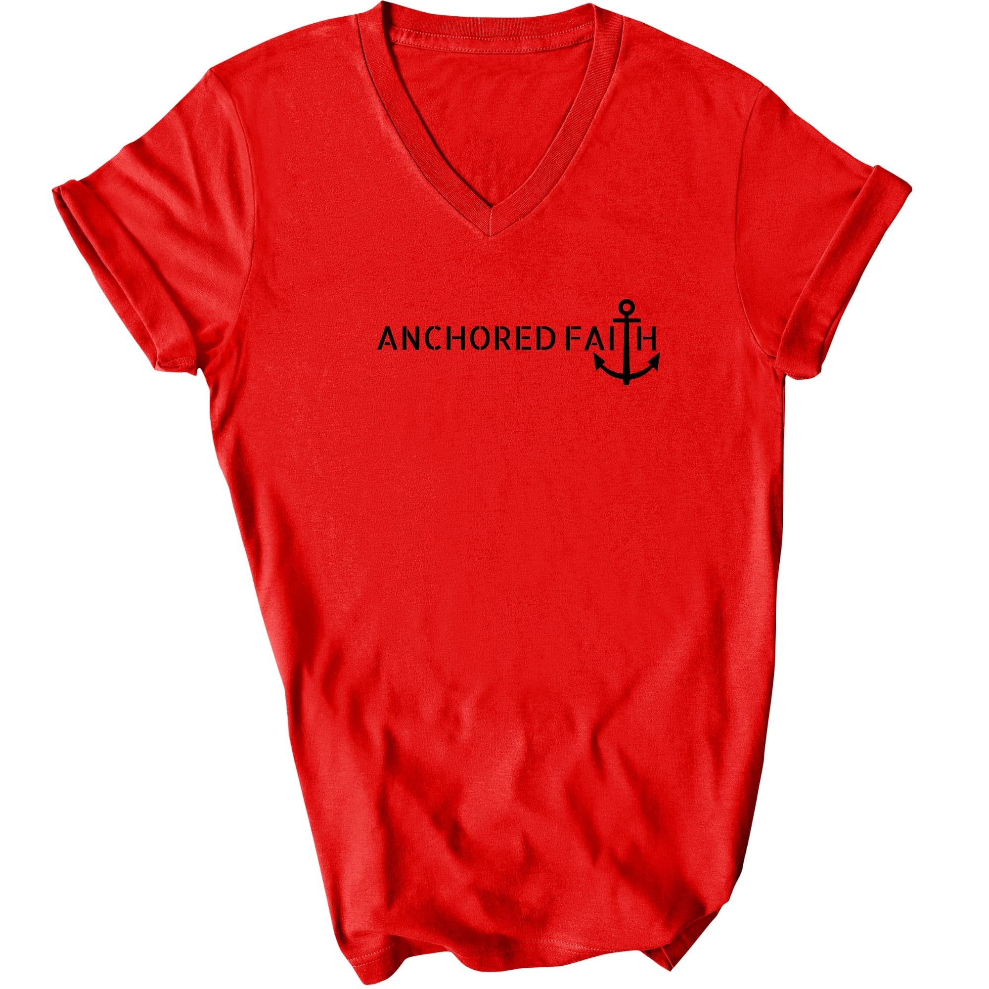 Anchored Faith - Inspiration Affirmation, Black Graphic V-neck T-shirt