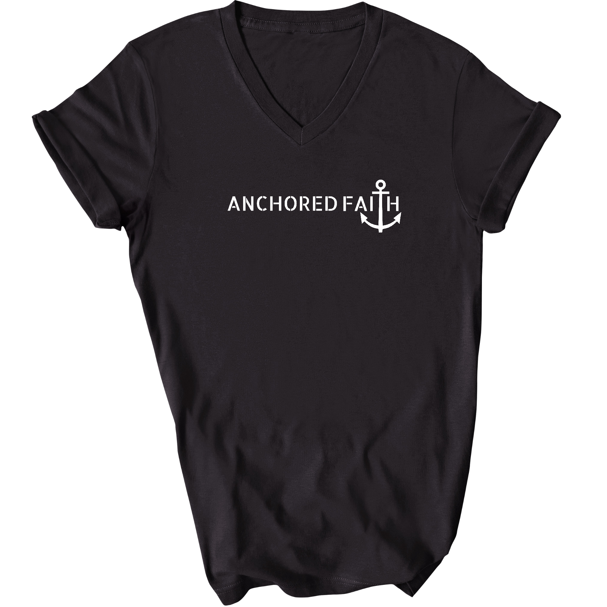 Anchored Faith - Inspiration Affirmation Mens V-Neck T-Shirt