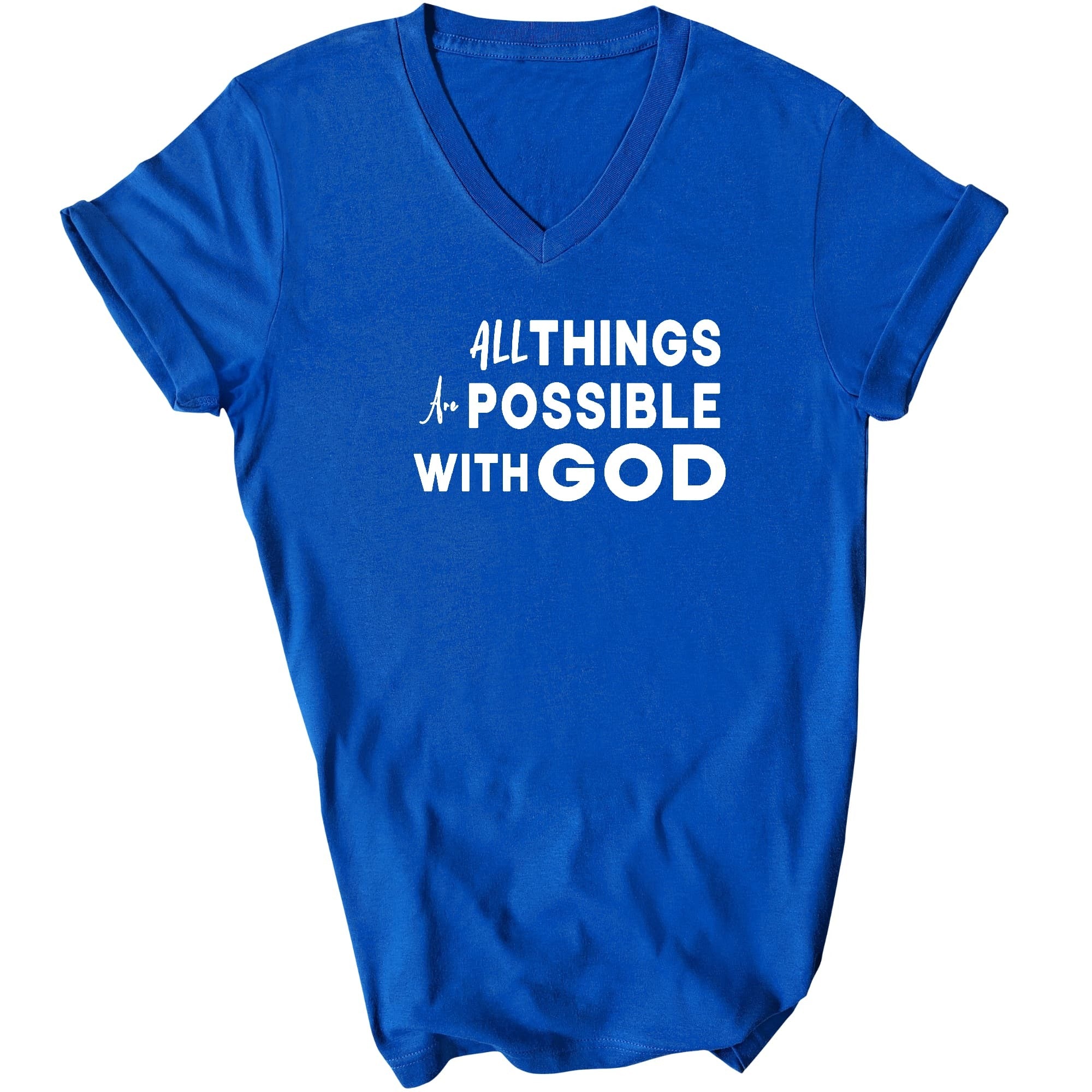 All Things Are Possible With God Mens V-neck T-shirt