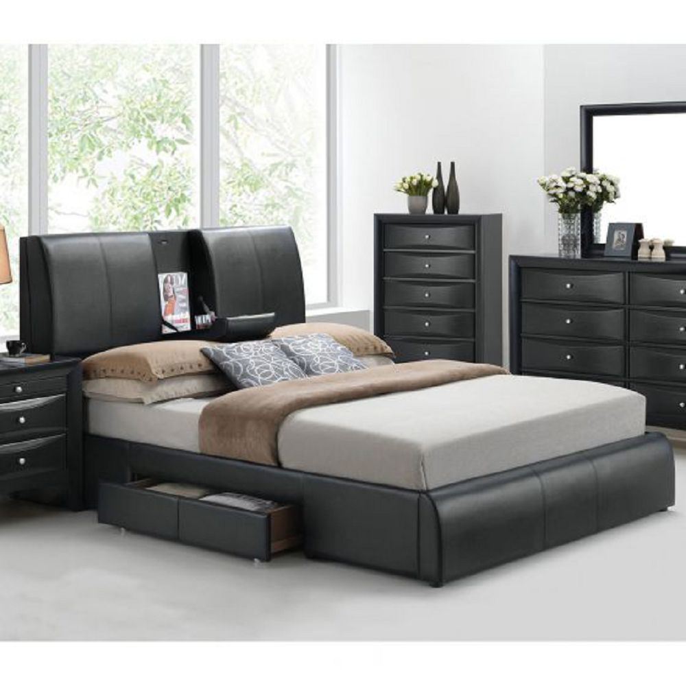 ACME Kofi Queen Bed in Black PU 21270Q