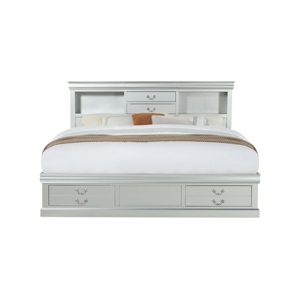 ACME Louis Philippe III Queen Bed, Platinum (1Set/3Ctn) 24920Q