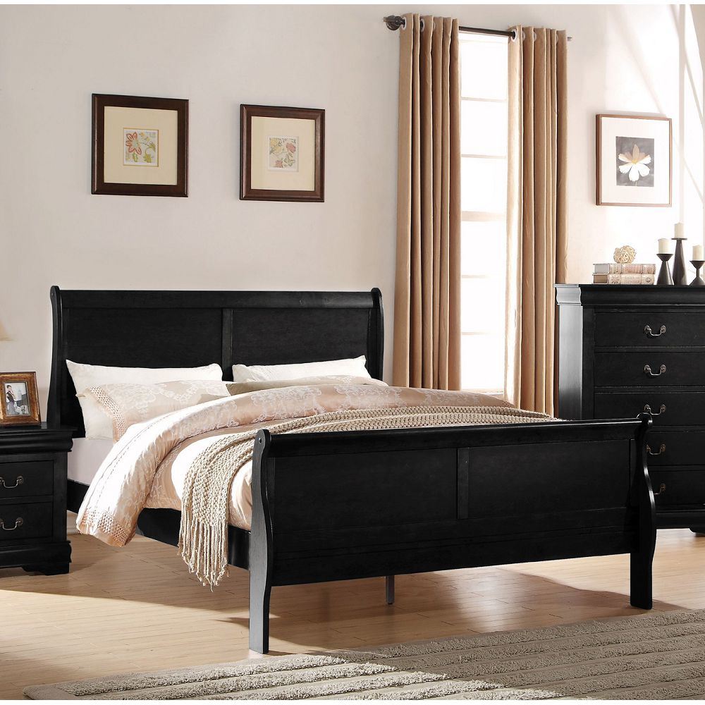 ACME Louis Philippe Eastern King Bed in Black 23727EK