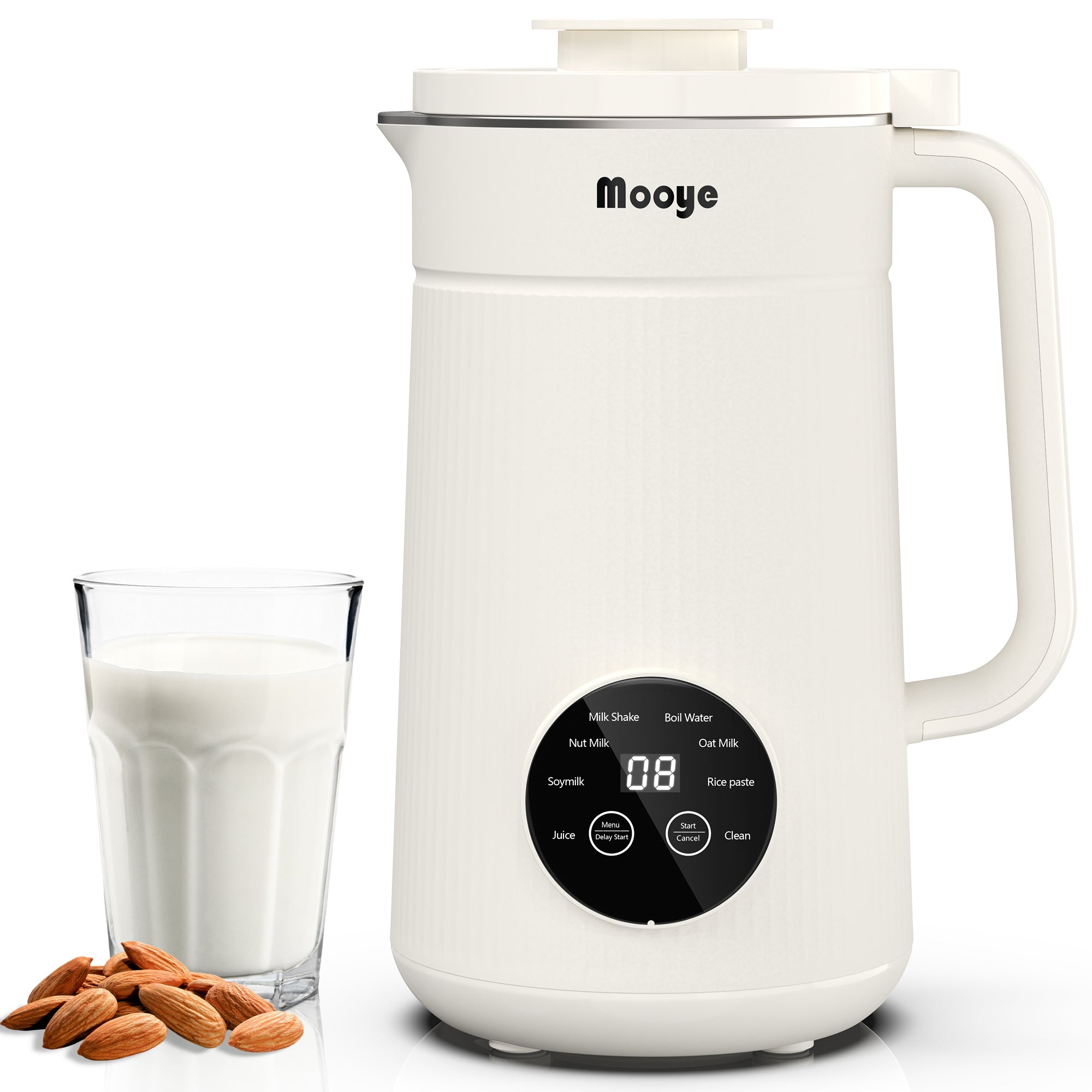 Mooye 35oz Automatic Nut Milk Maker with Nut Milk Bag - Homemade Almond, 10 Blades, Oat, Soy Milk Machine - Auto-operation, 12 Hours Timer, Easy Cleaning - Dairy-Free Beverages