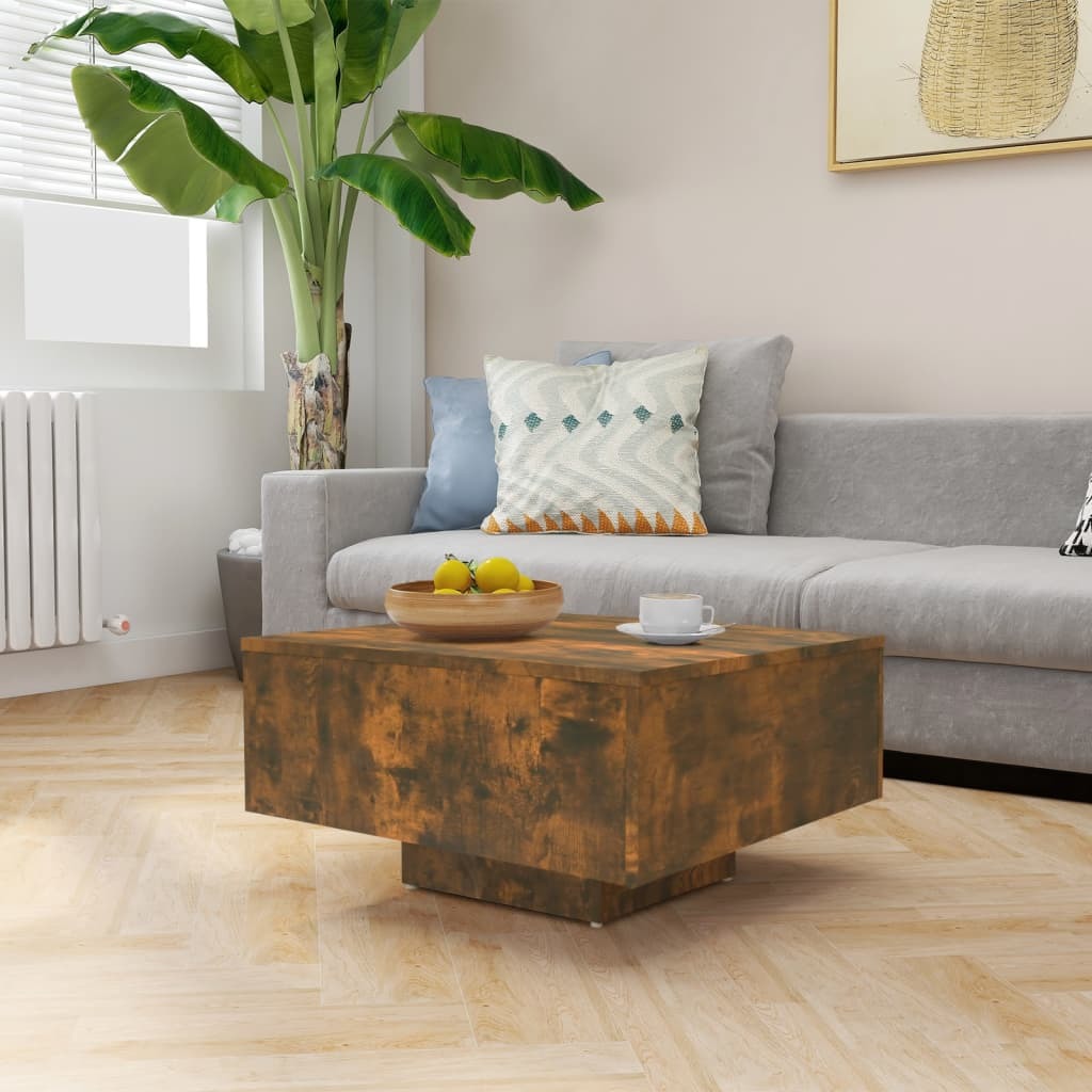 Coffee Table Smoked Oak 23.6"x23.6"x12.4" Engineered Wood