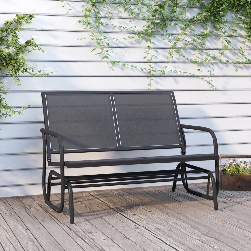 Garden Glider Bench Black 47.4"x29.9"x34.1" Textilene&Steel