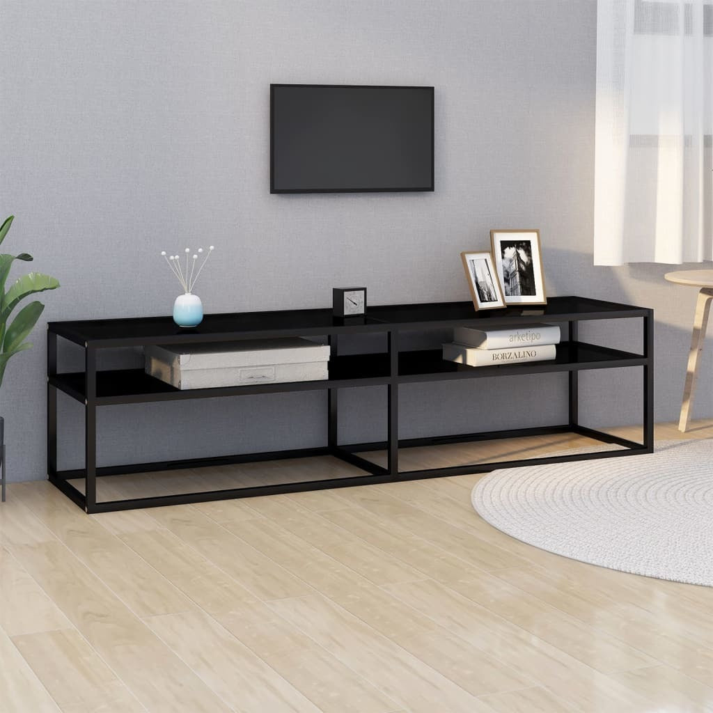 TV Stand Black 63"x15.7"x15.9" Tempered Glass