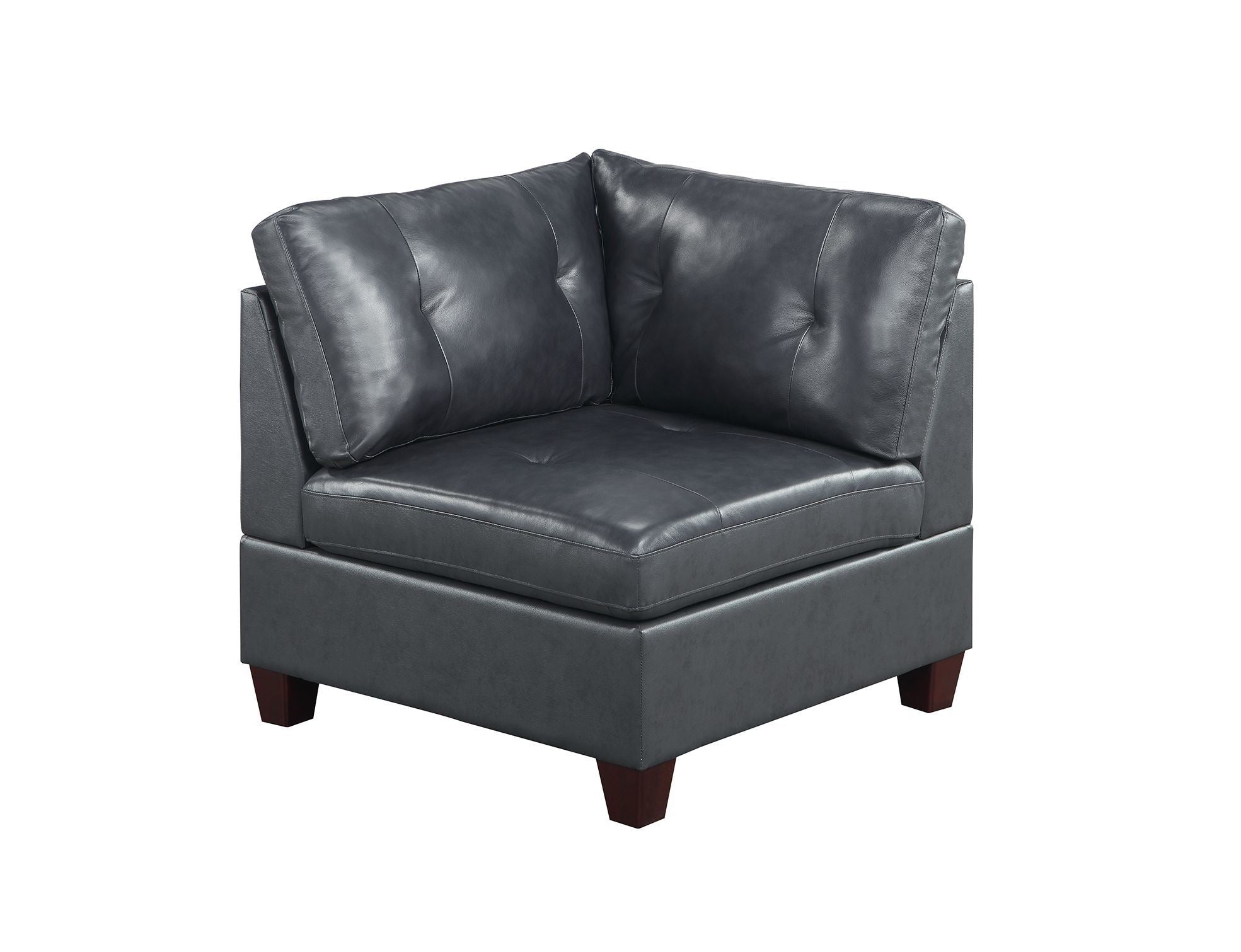 Contemporary Genuine Leather 1pc Corner Wedge Black Color Tufted Seat Living Room Furniture