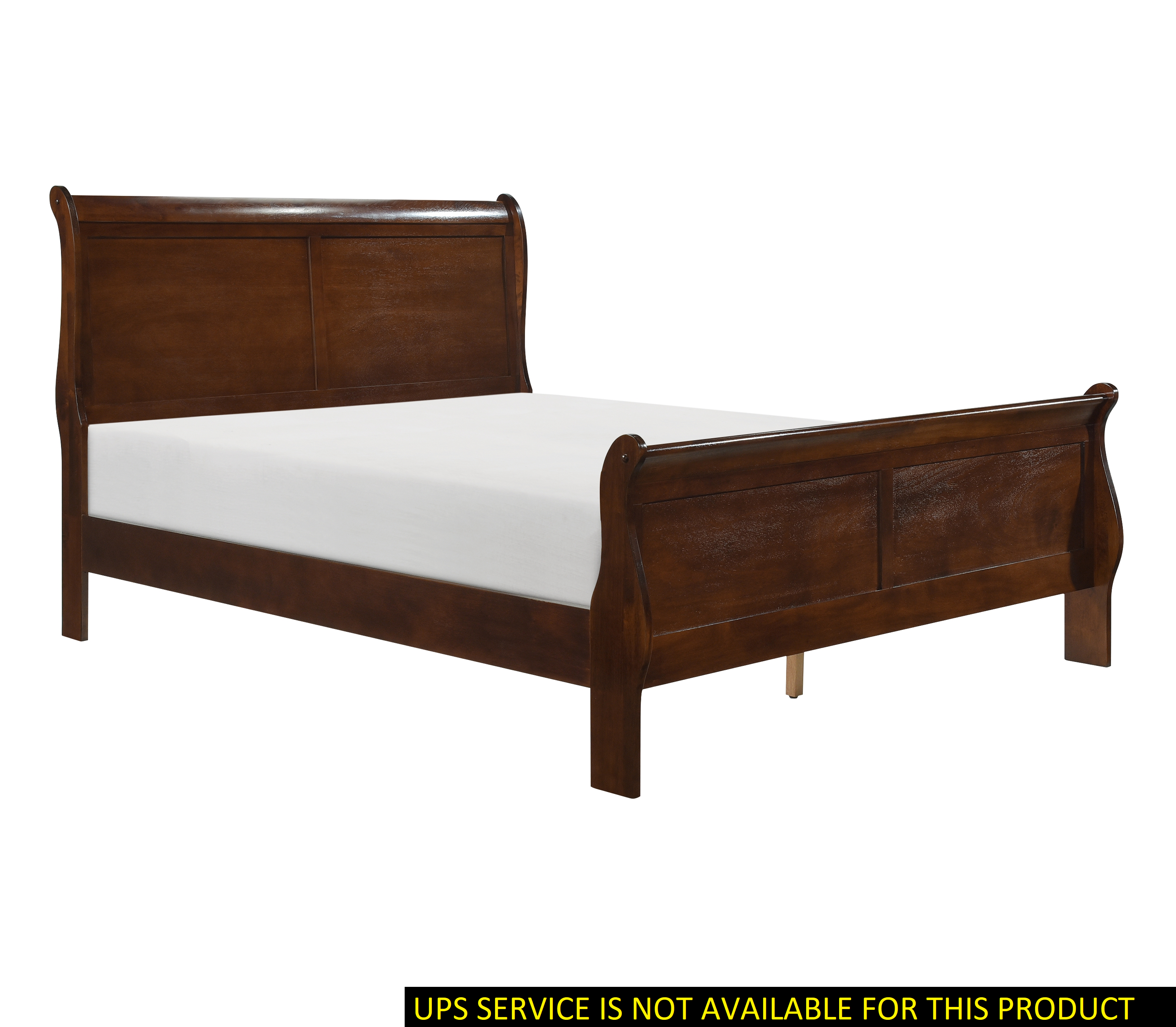 Brown Cherry Finish Louis Philippe Style 1pc Queen Size Sleigh Bed Traditional Design