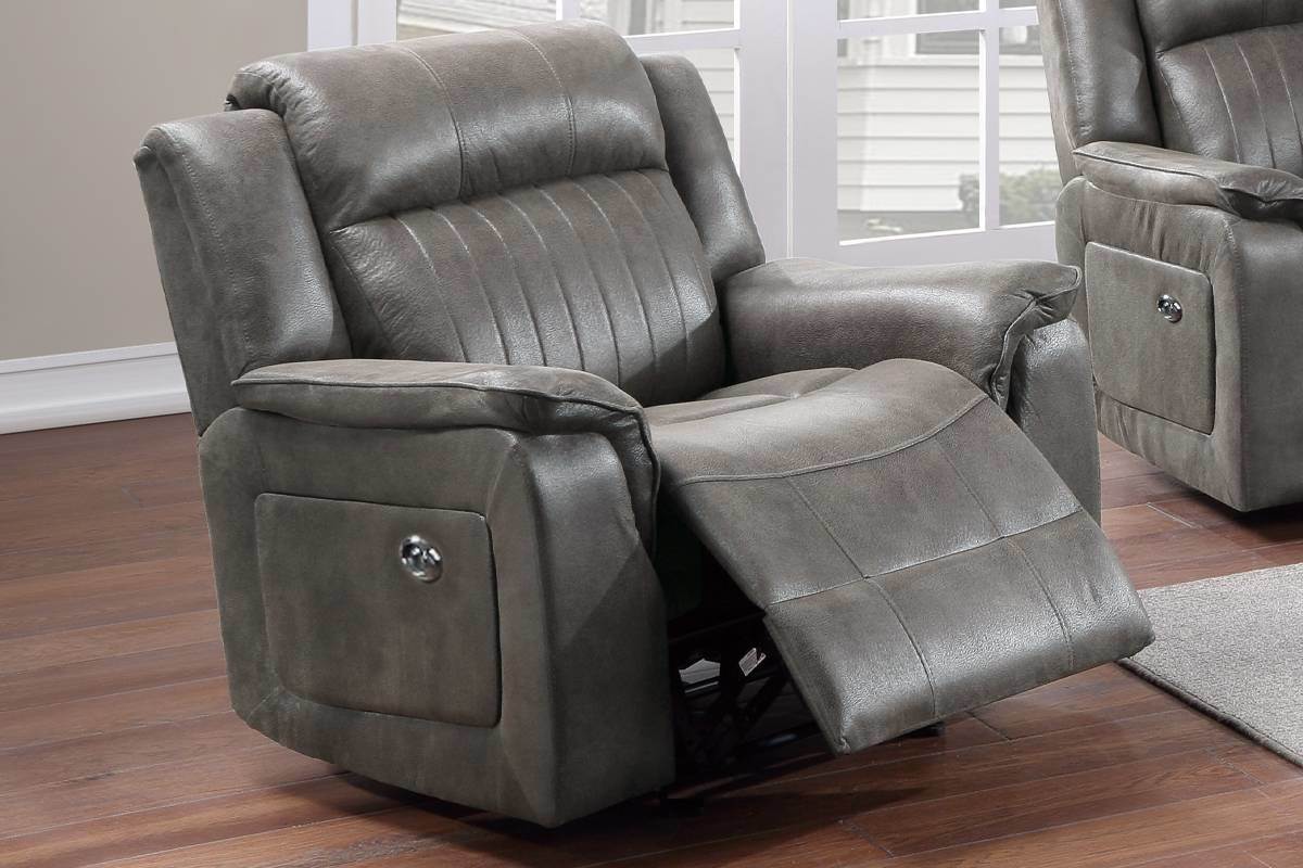 Contemporary Power Motion Glider Recliner Chair 1pc Living Room Furniture Slate Blue Breathable Leatherette